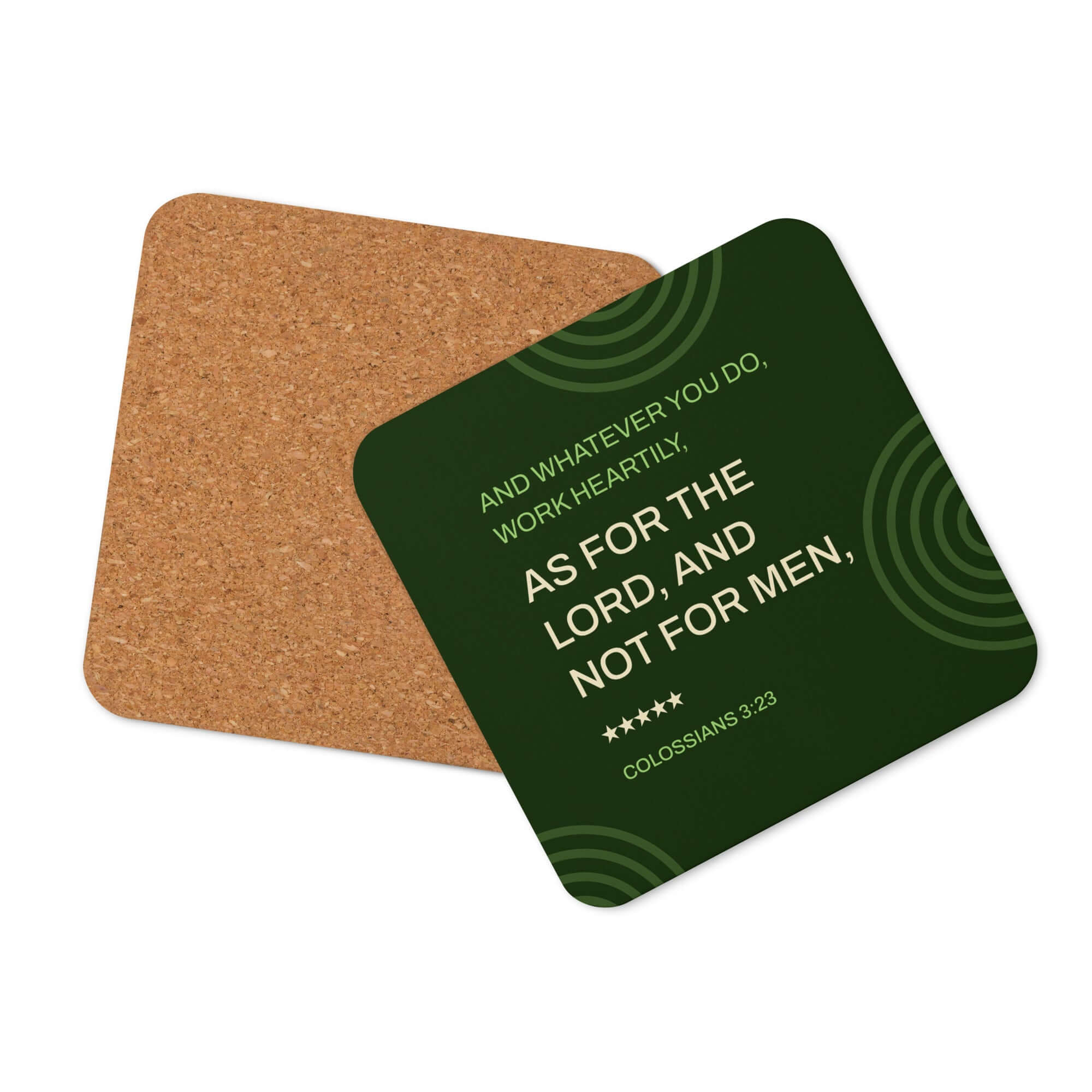 Colossians 3:23 Bible Verse, not for men Cork-Back Coaster Default Title