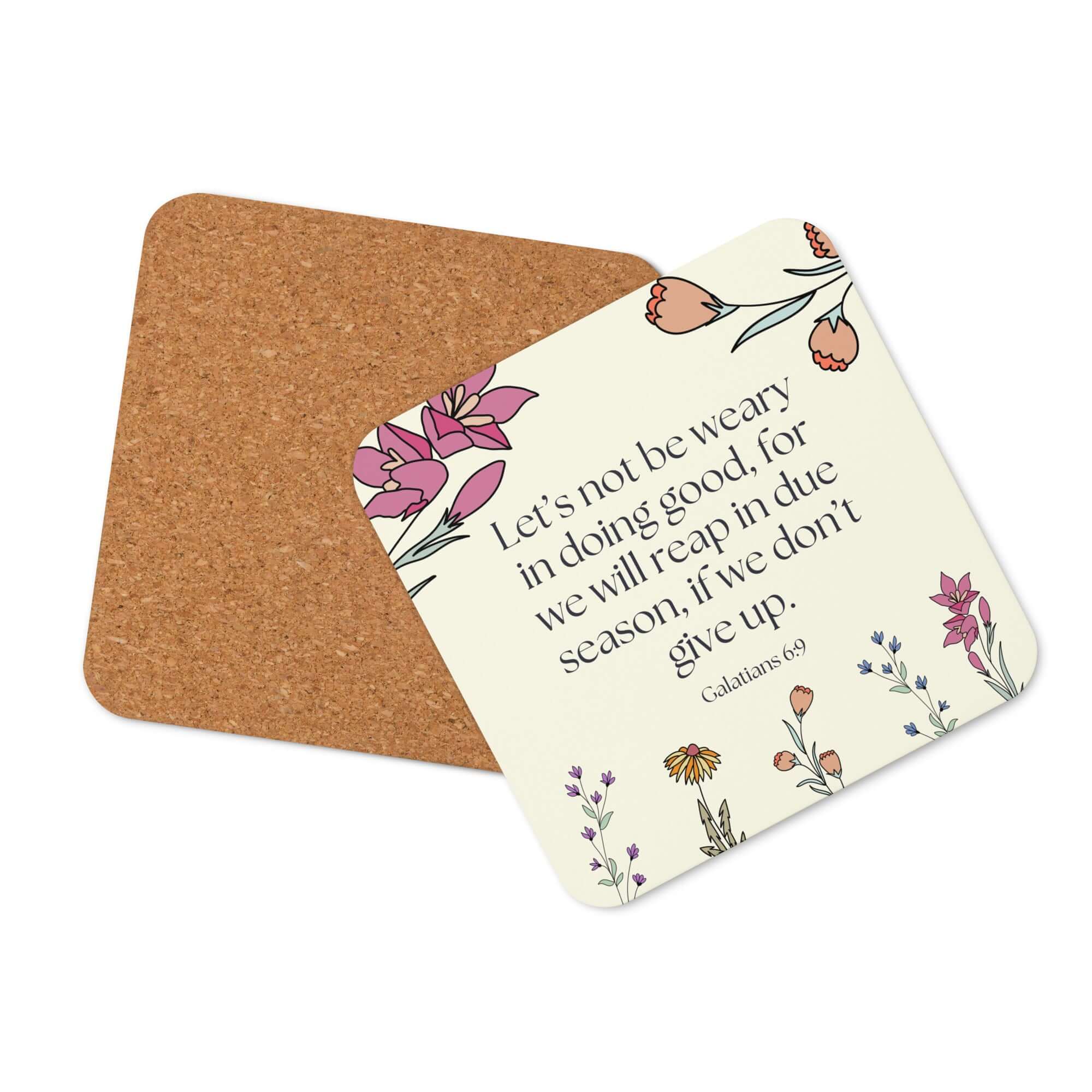 Galatians 6:9 Bible Verse, in doing good Cork-Back Coaster Default Title