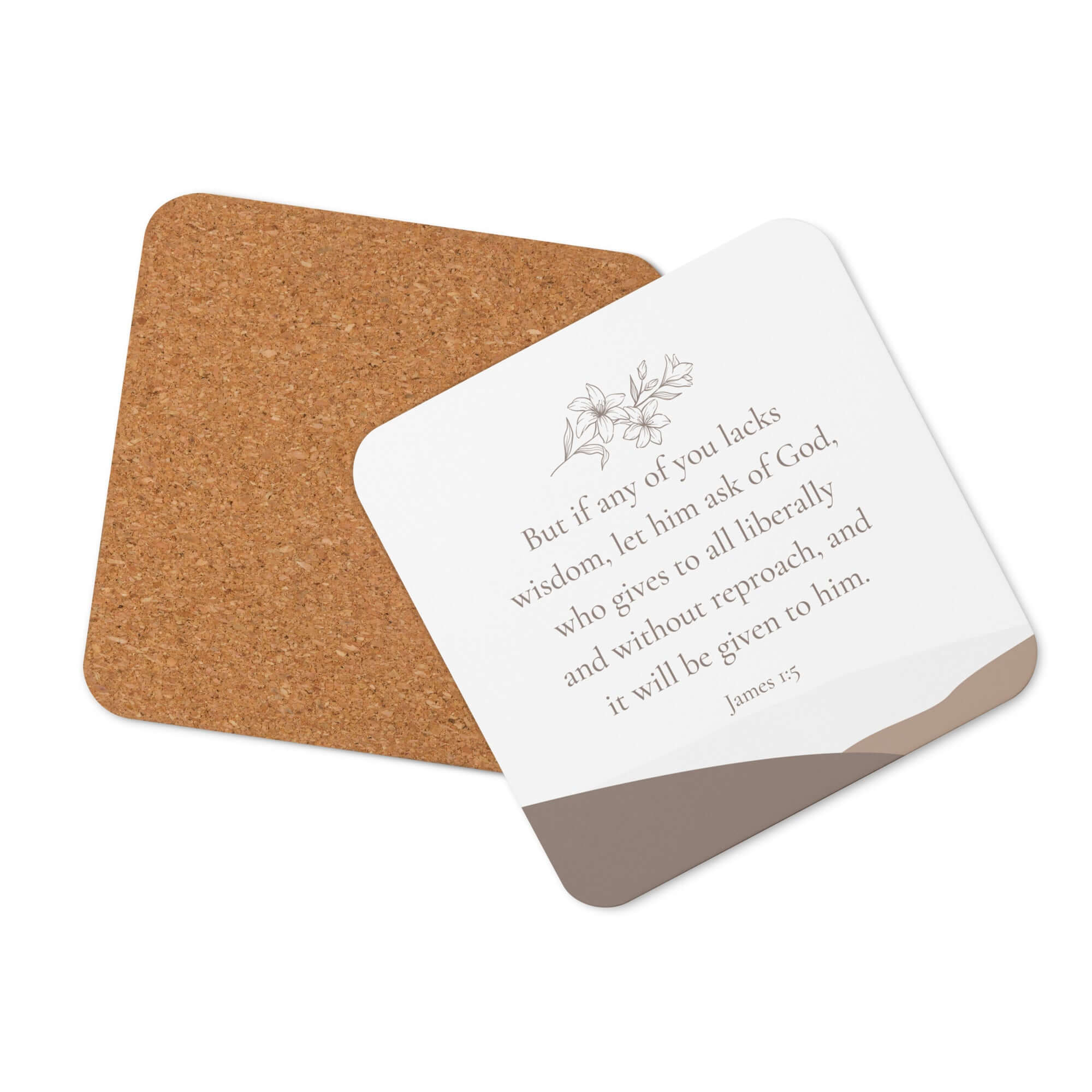 James 1:5 Bible Verse, ask of God Cork-Back Coaster Default Title