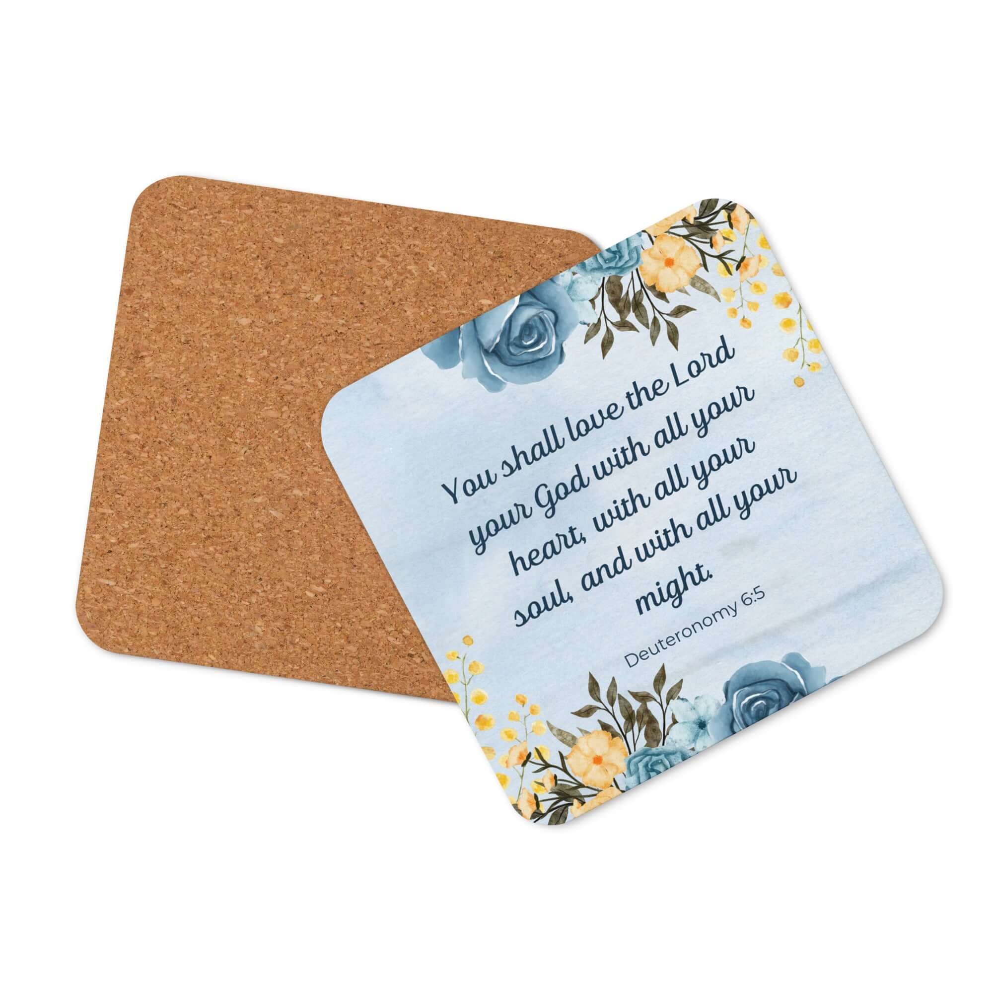 Deuteronomy 6:5 Bible Verse, You shall love Cork-Back Coaster Default Title