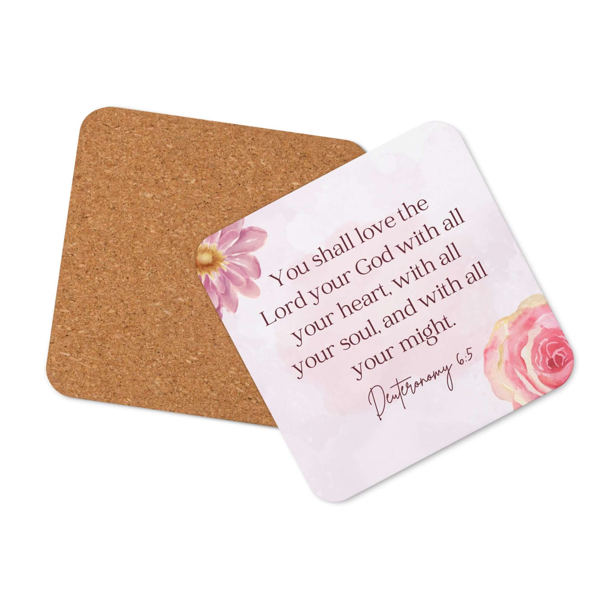 Deuteronomy 6:5 Bible Verse, the Lord Cork-Back Coaster Default Title