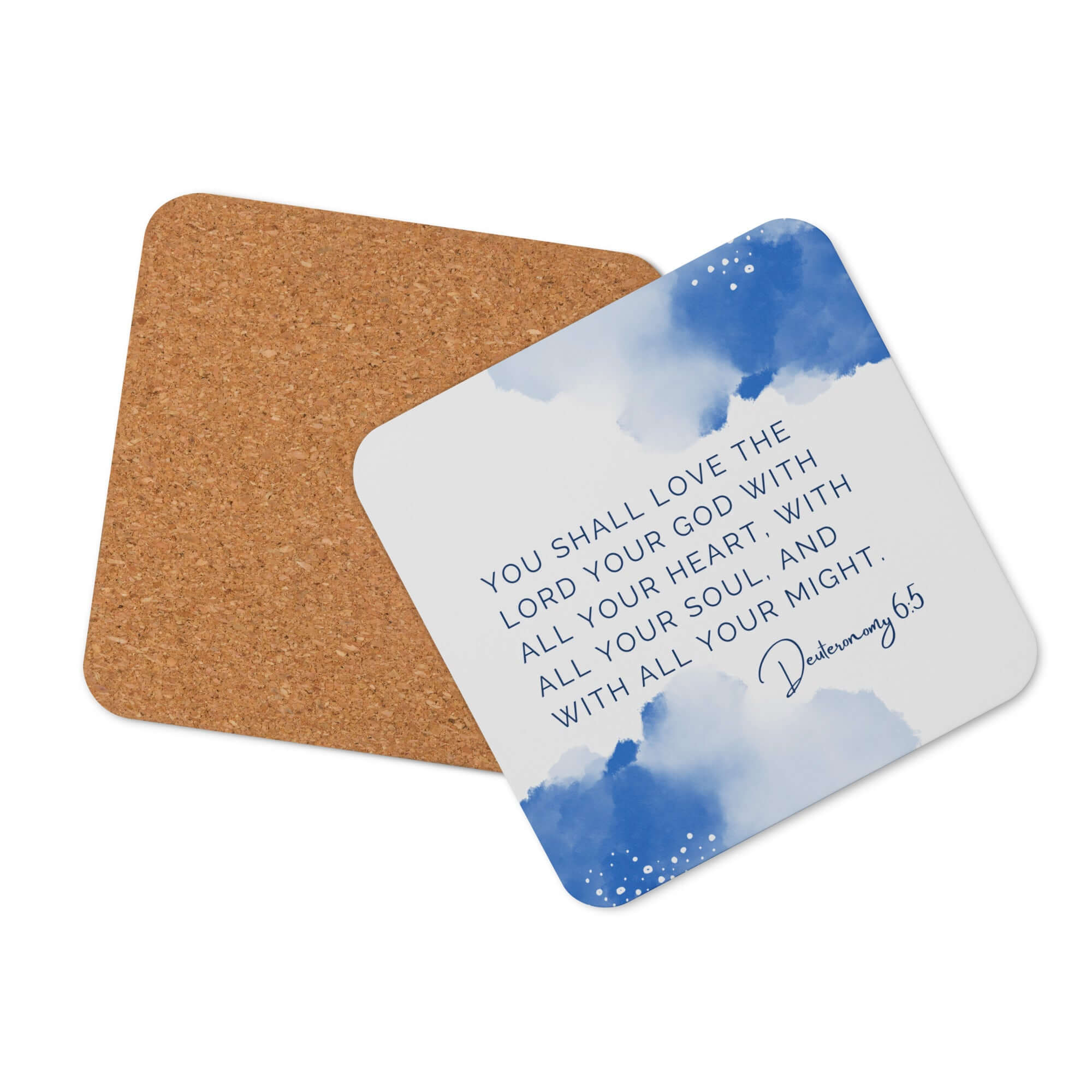 Deuteronomy 6:5 Bible Verse, your God Cork-Back Coaster Default Title