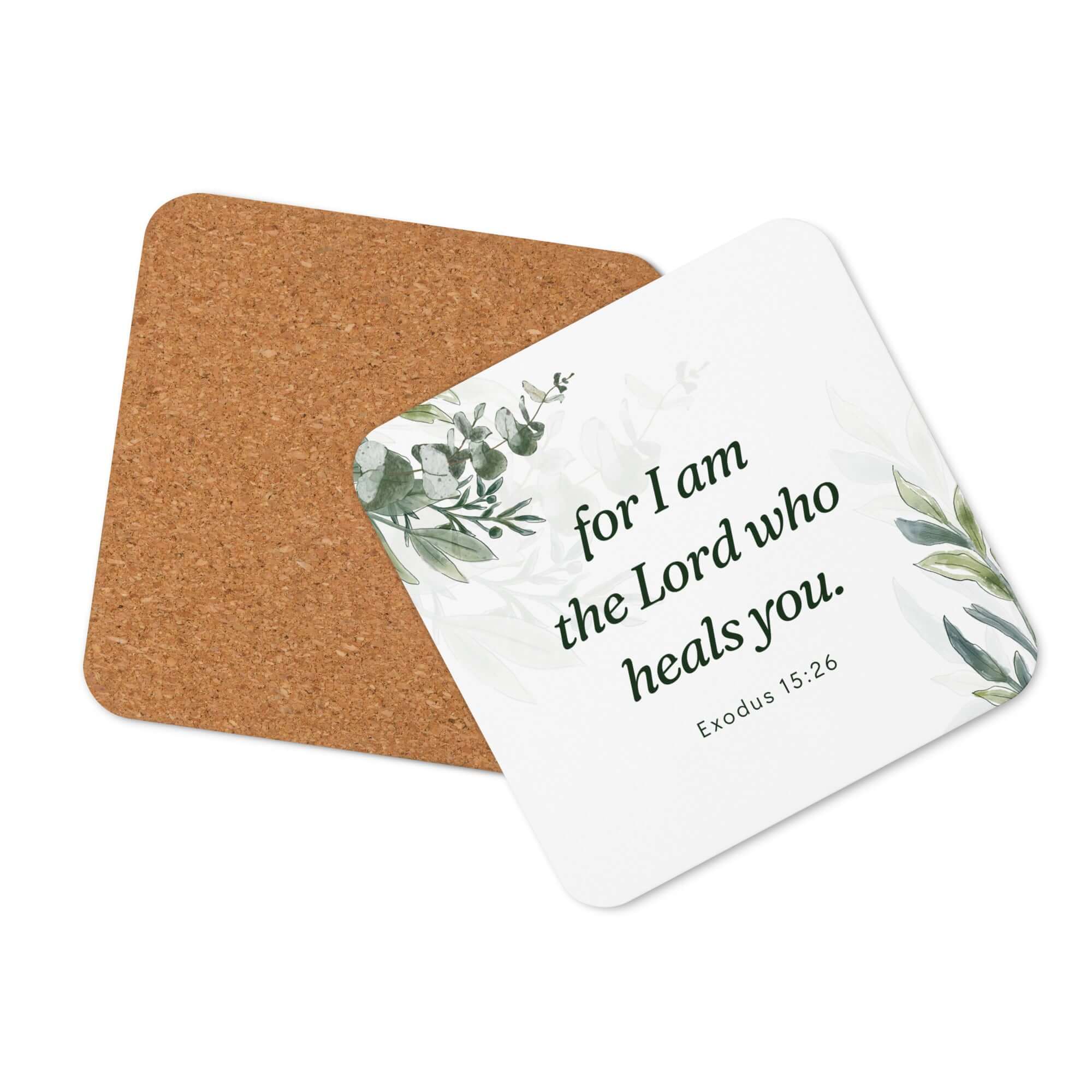 Exodus 15:26 Bible Verse, Gods voice Cork-Back Coaster Default Title