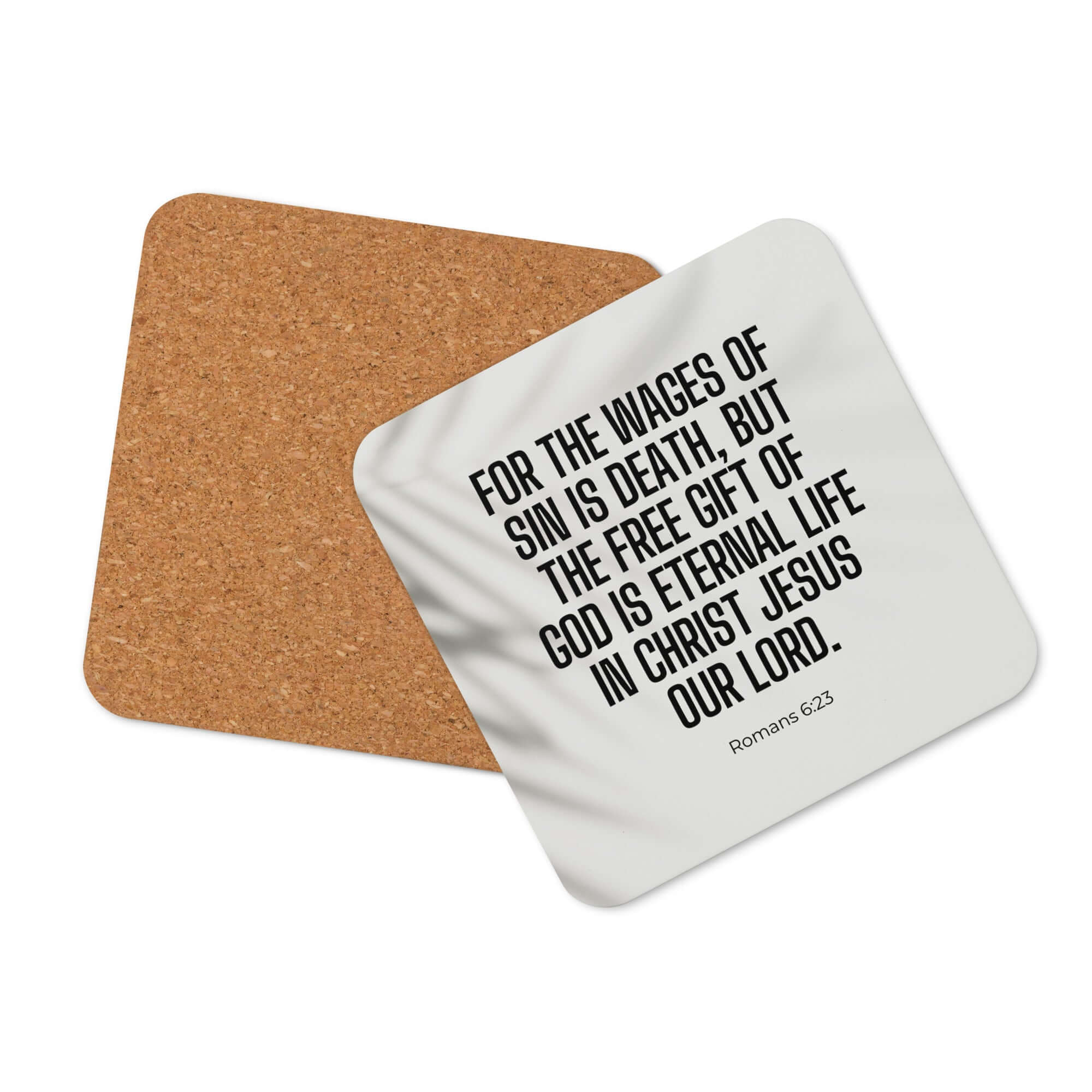 Romans 6:23 Bible Verse, eternal life Cork-Back Coaster Default Title
