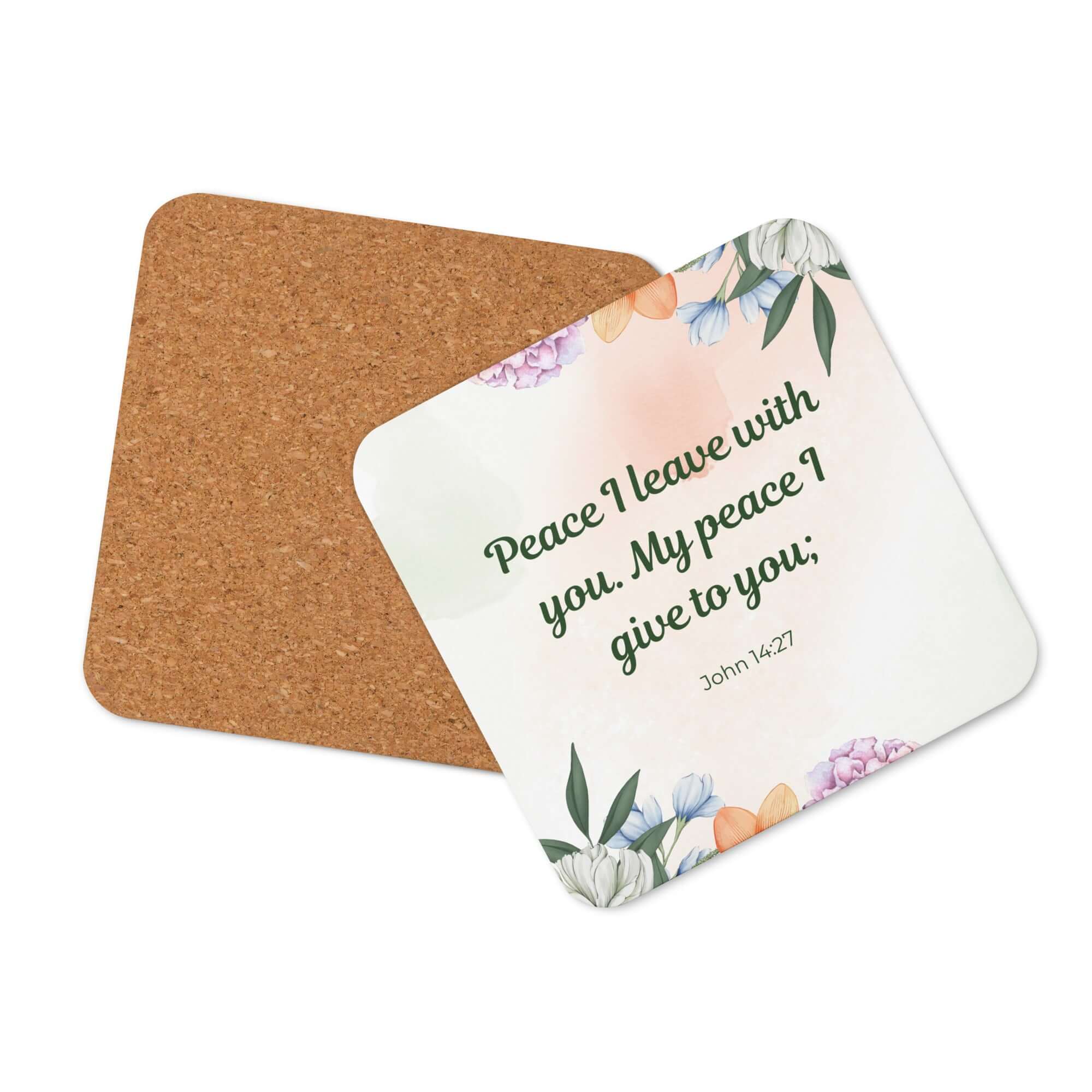 John 14:27 Bible Verse, with you Cork-Back Coaster Default Title