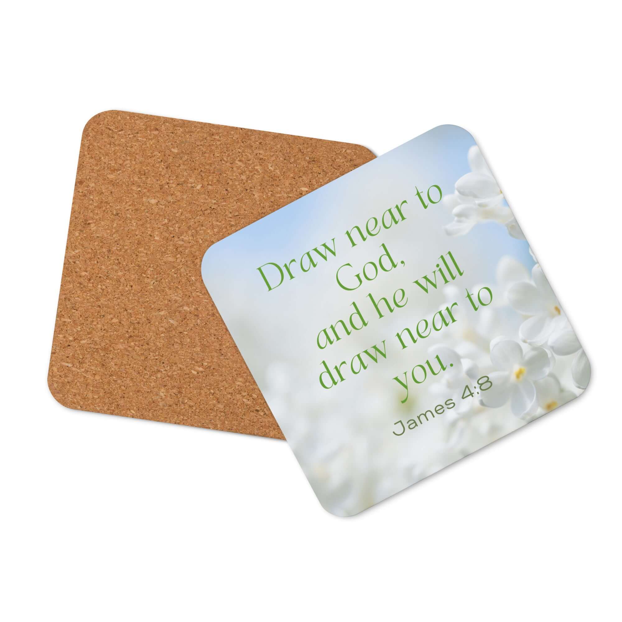 James 4:8 Bible Verse, Draw near Cork-Back Coaster Default Title