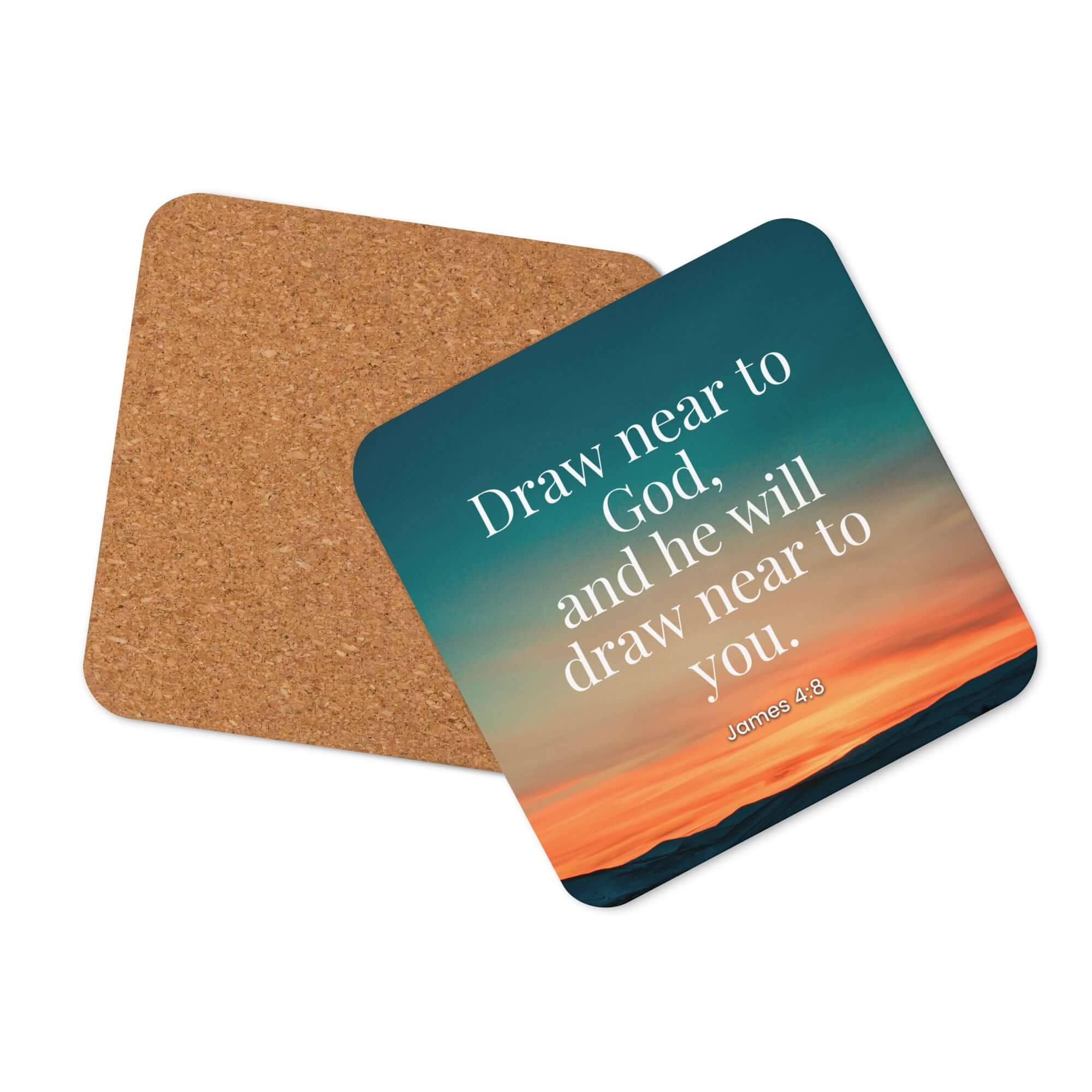 James 4:8 Bible Verse, near to God Cork-Back Coaster Default Title