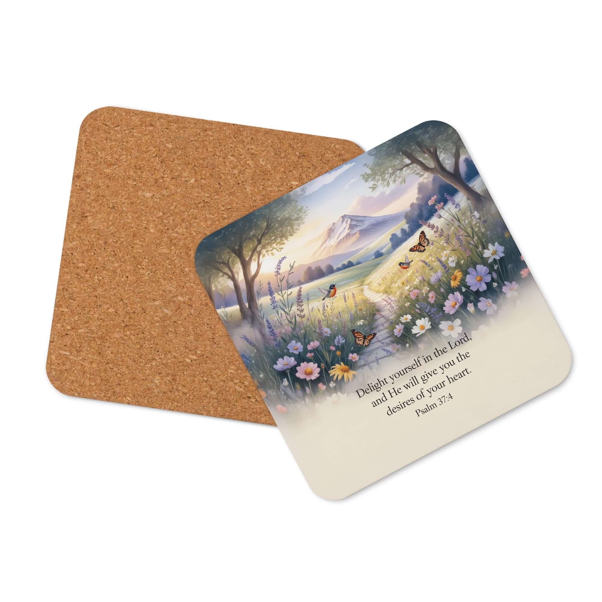 Psalm 37:4 Bible Verse, Delight Cork-Back Coaster Default Title