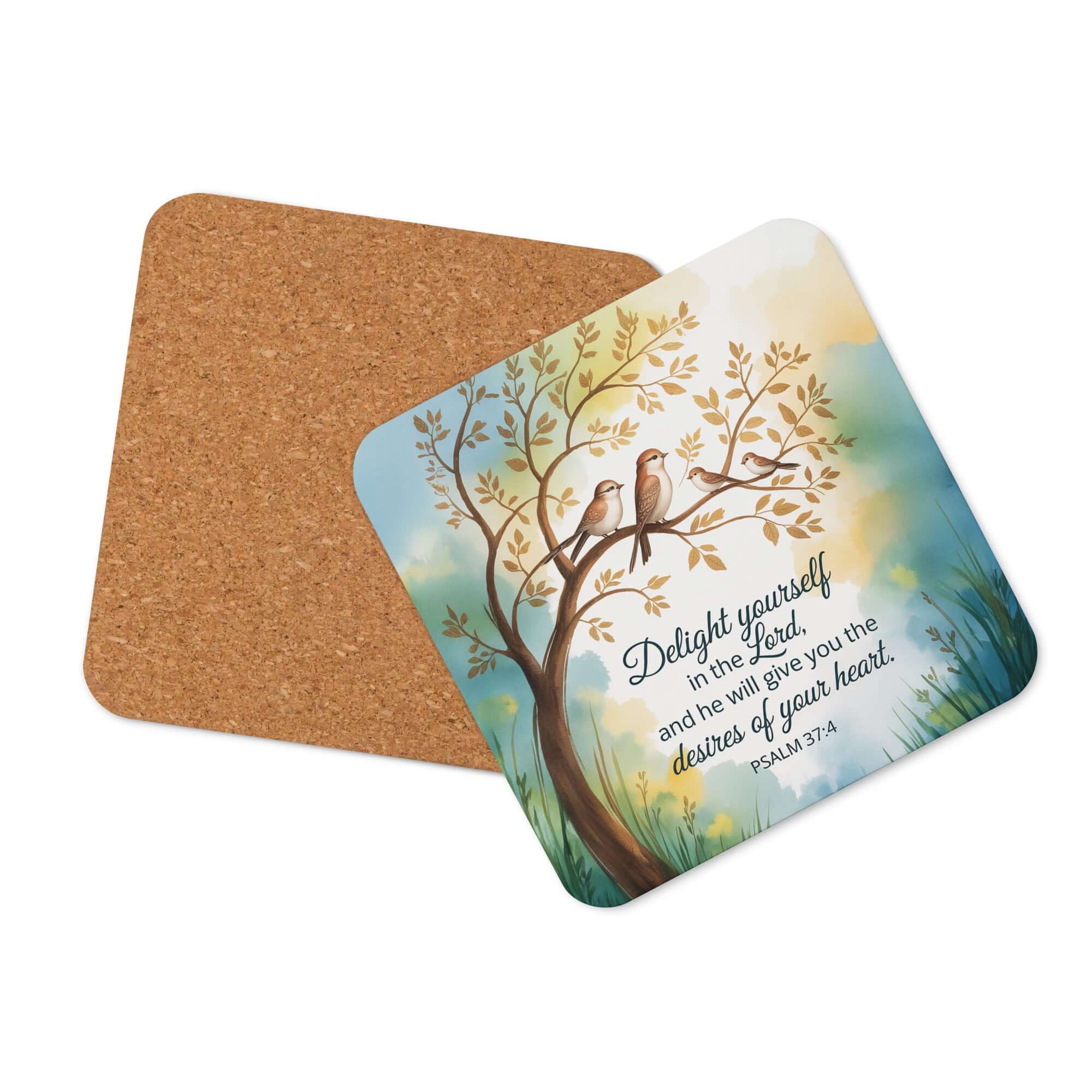 Psalm 37:4 Bible Verse, Yourself Cork-Back Coaster Default Title