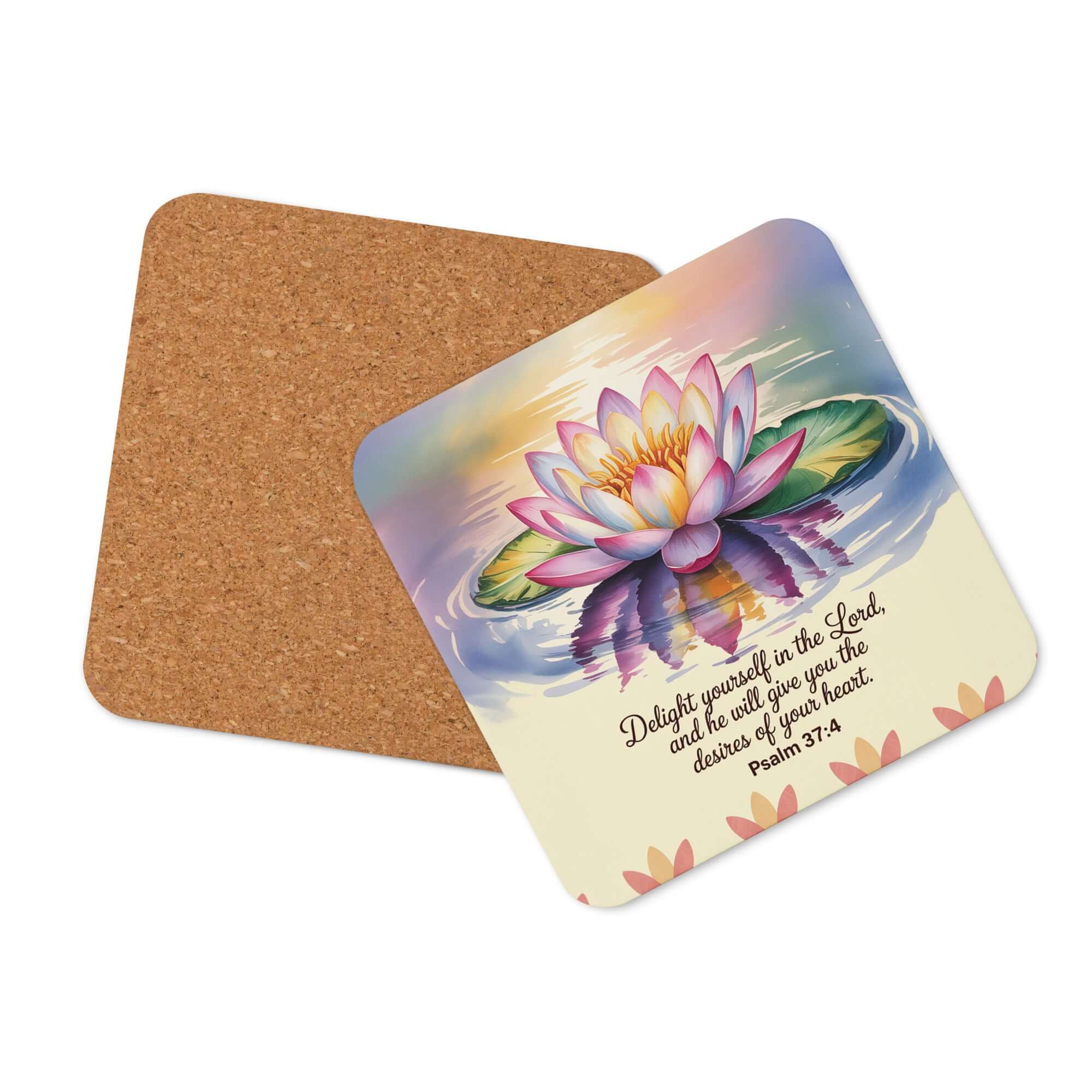 Psalm 37:4 Bible Verse, the Lord Cork-Back Coaster Default Title