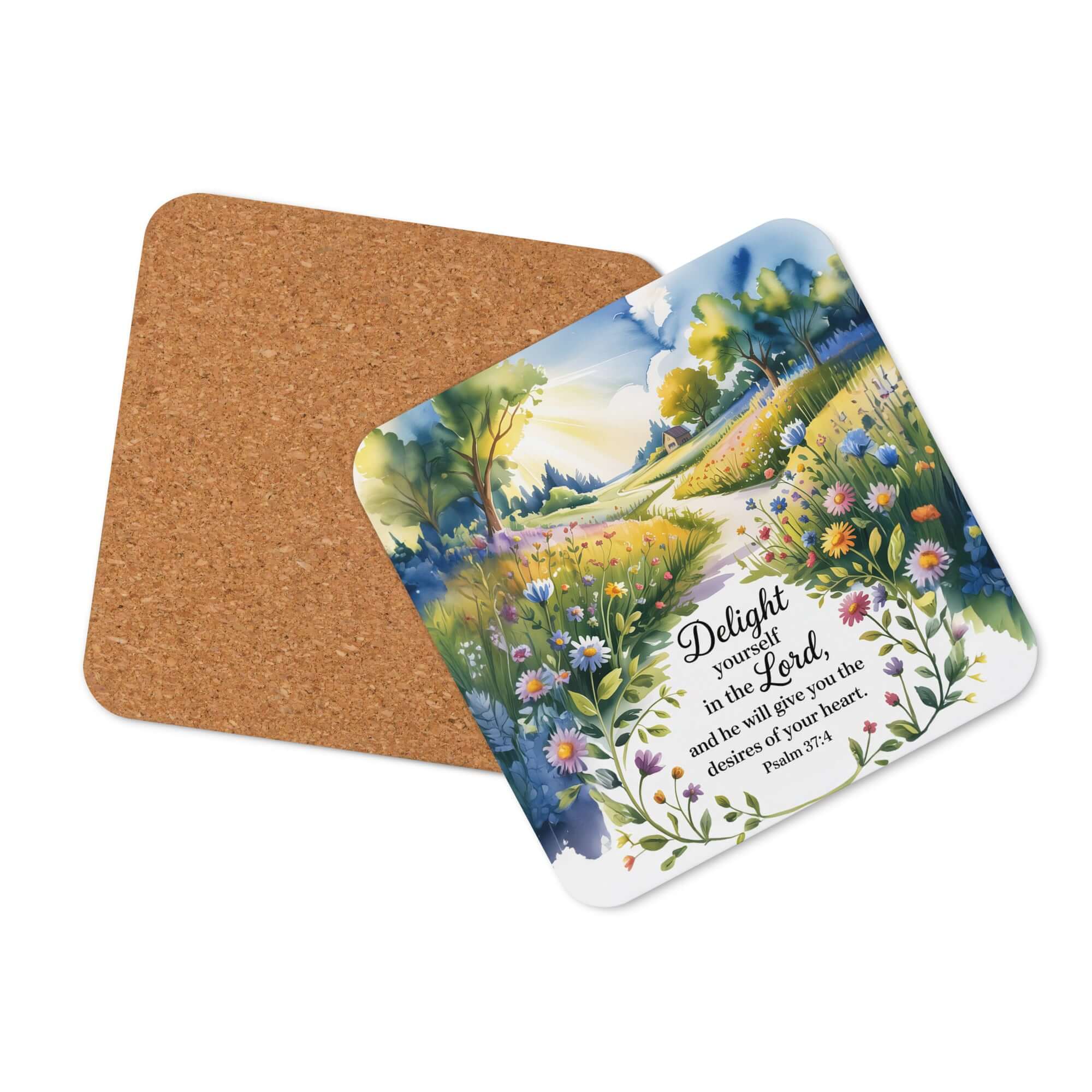 Psalm 37:4 Bible Verse, desires Cork-Back Coaster Default Title