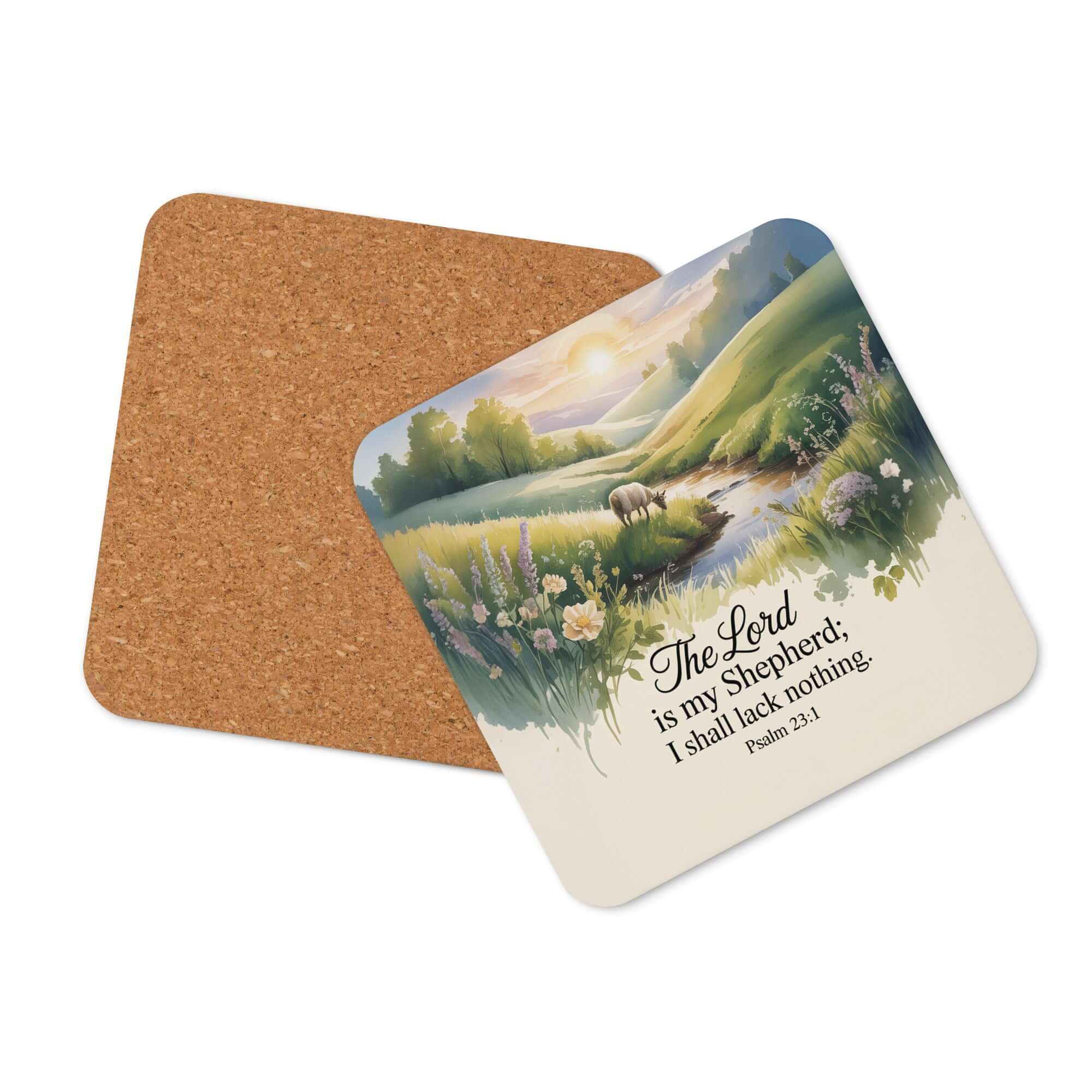 Psalm 23:1 Bible Verse, Lord Cork-Back Coaster Default Title