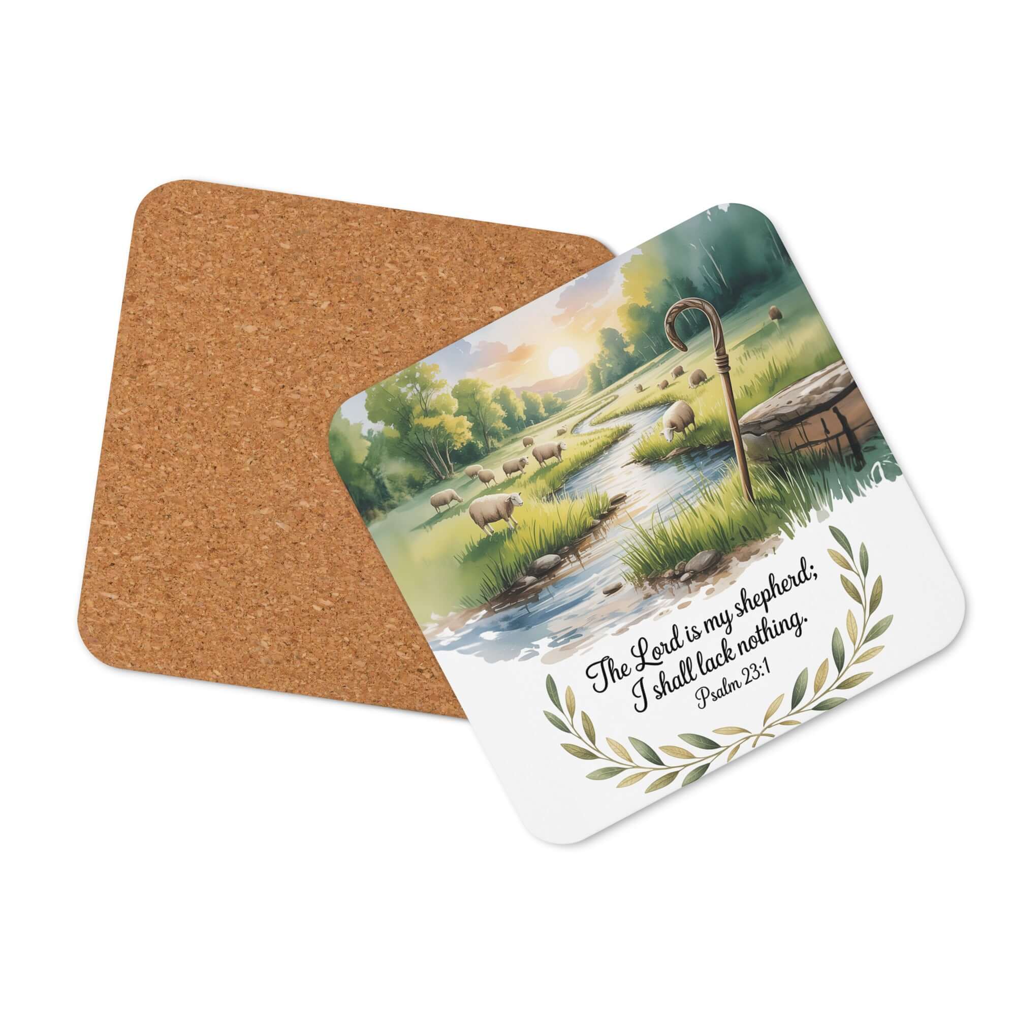 Psalm 23:1 Bible Verse, is my Cork-Back Coaster Default Title