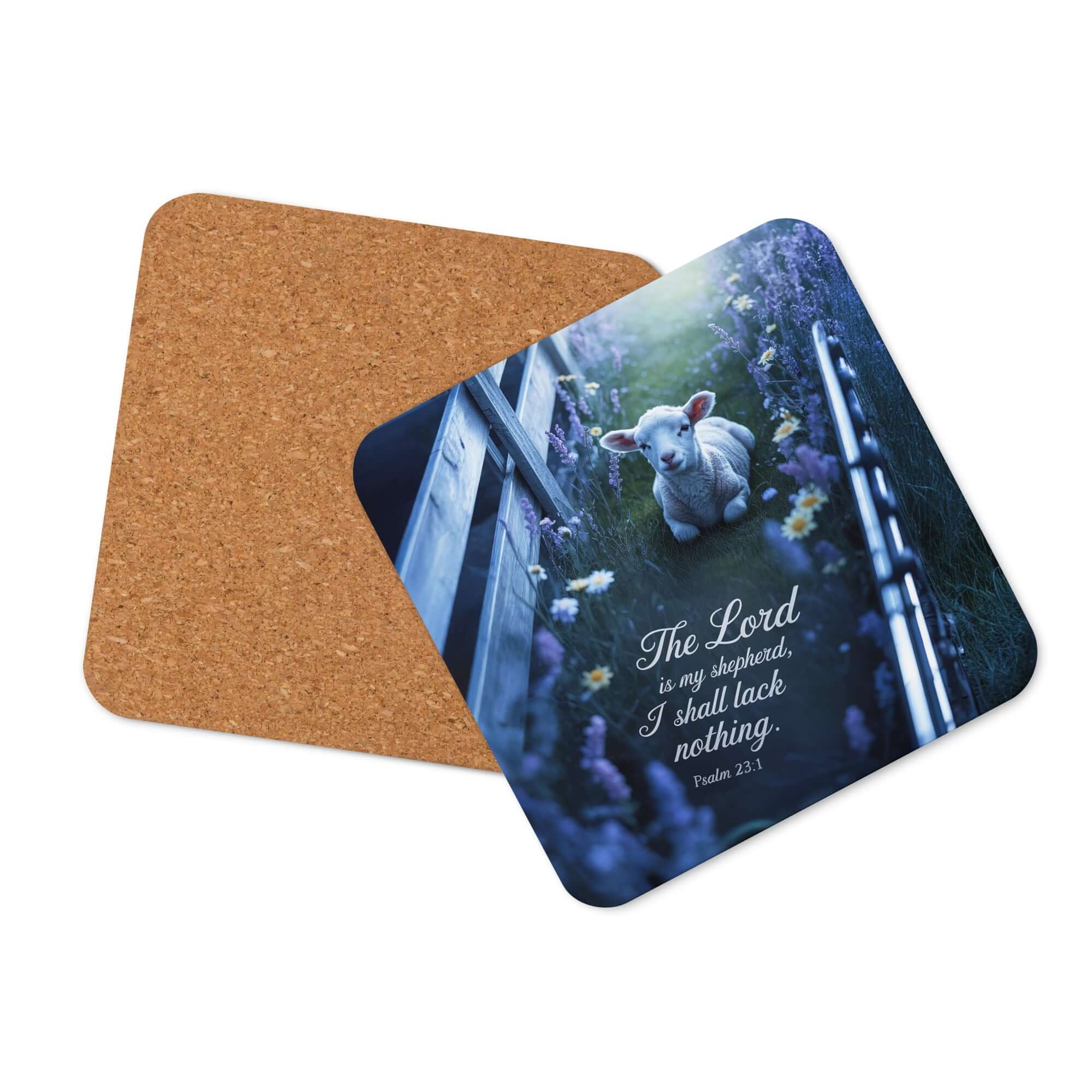 Psalm 23:1 Bible Verse, Shepherd Cork-Back Coaster Default Title