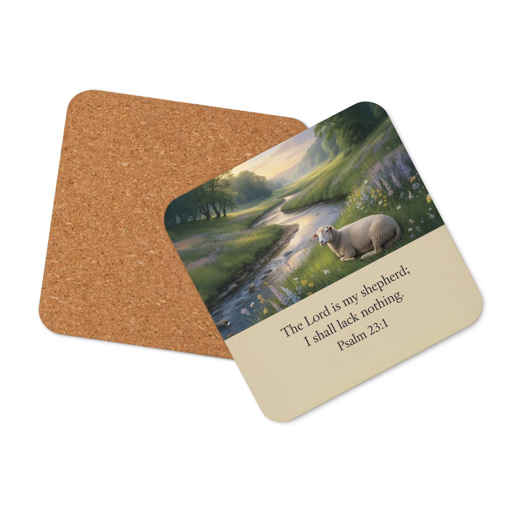 Psalm 23:1 Bible Verse, I shall Cork-Back Coaster Default Title