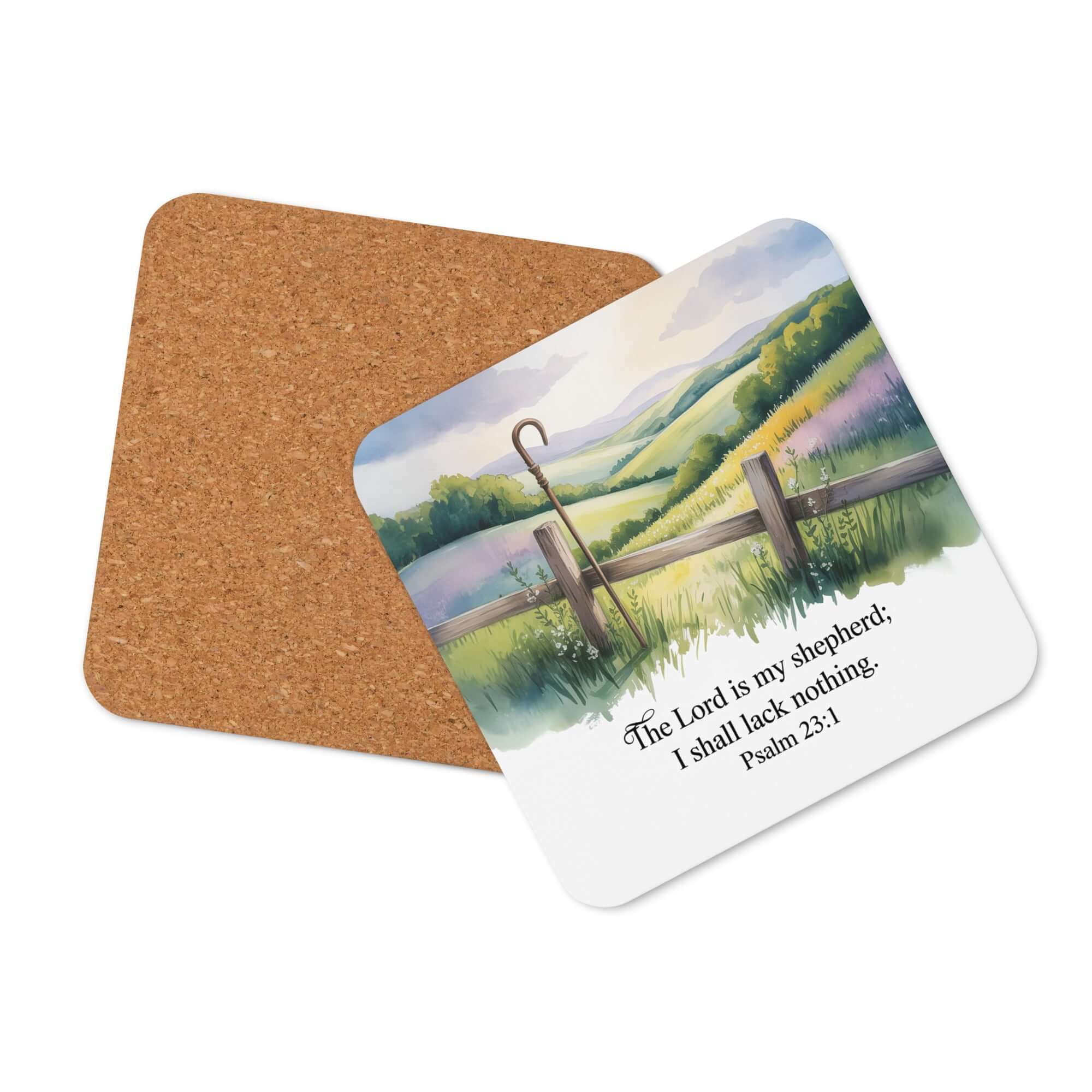 Psalm 23:1 Bible Verse, Lack Cork-Back Coaster Default Title