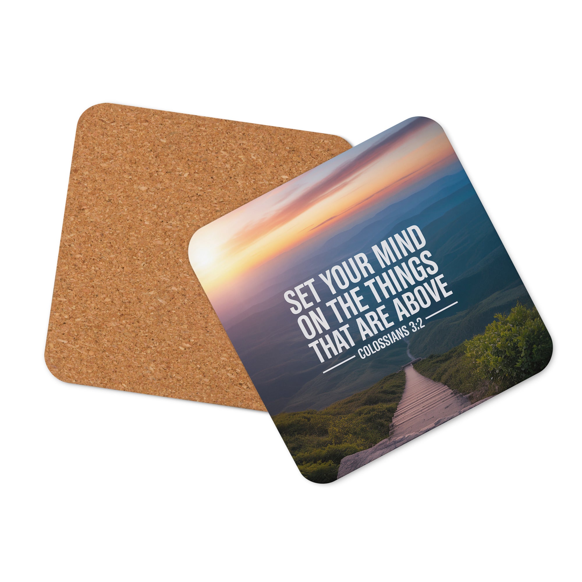 Colossians 3:2 Bible Verse your mind Cork-Back Coaster Default Title