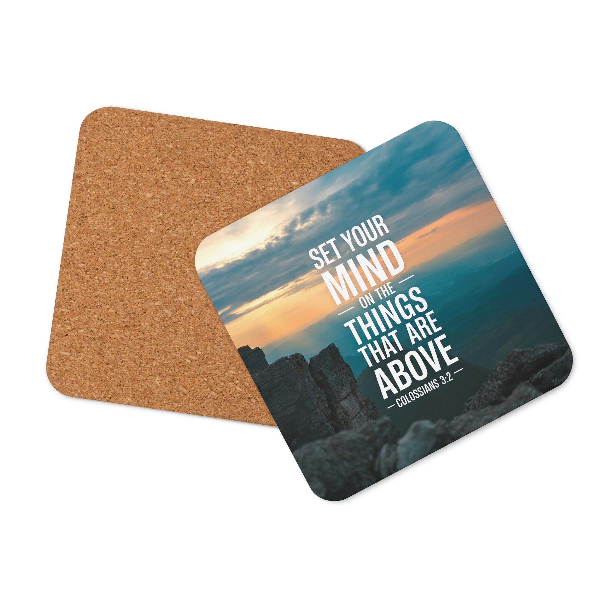 Colossians 3:2 Bible Verse on the Cork-Back Coaster Default Title