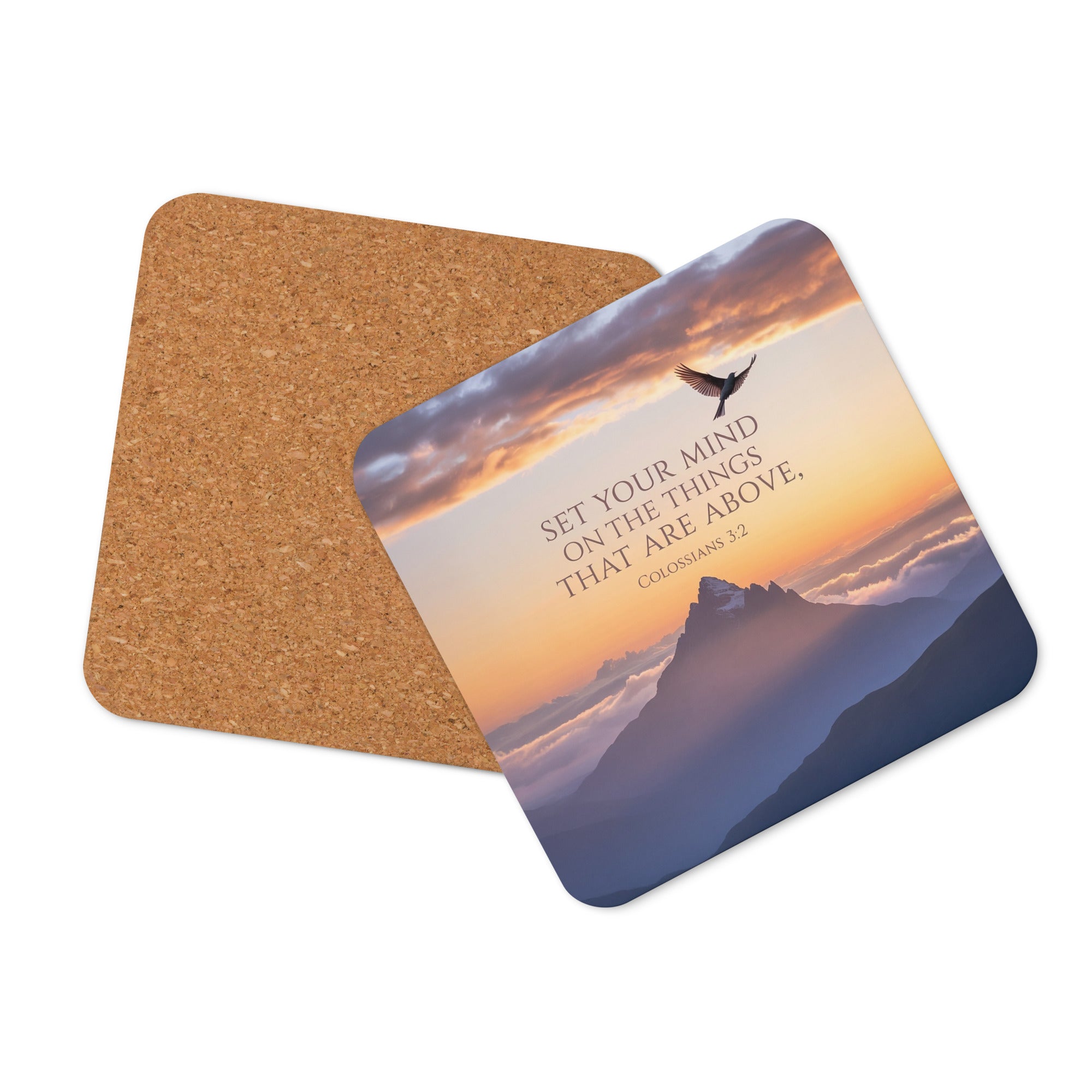 Colossians 3:2 Bible Verse are above Cork-Back Coaster Default Title