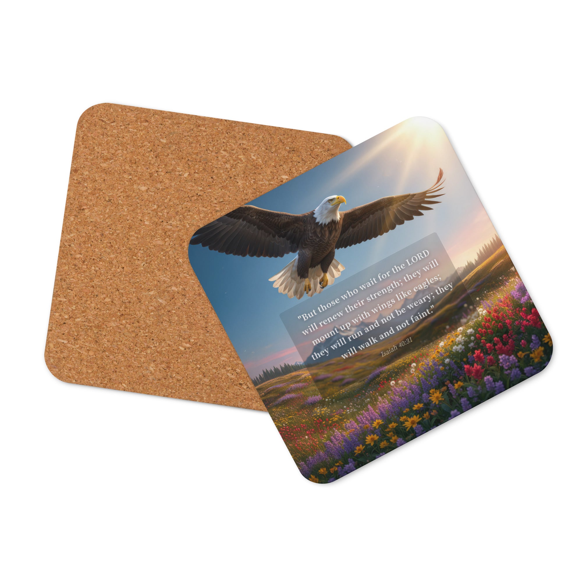 Isaiah 40:31 Bible Verse Who Wait Cork-Back Coaster Default Title