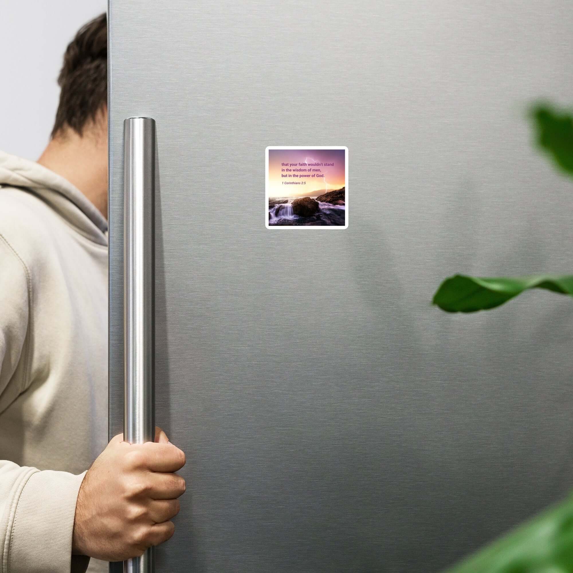 1 Corinthians 2:5 Bible Verse, power of God Die-Cut Magnet Home Decor 3″×3″