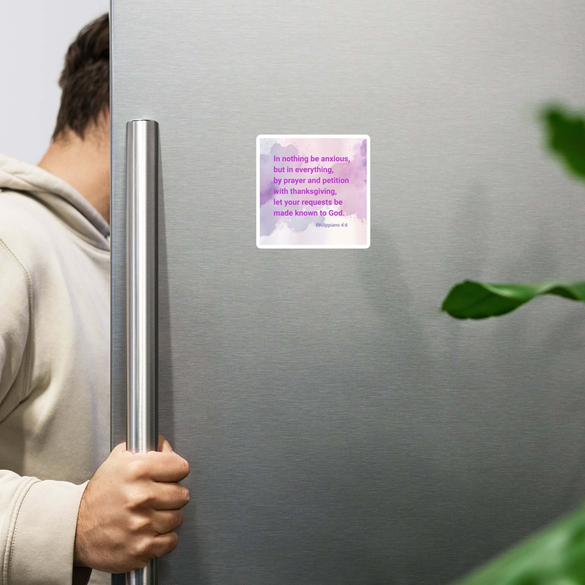 Philippians 4:6 Bible Verse, Prayer and Petition Die-Cut Magnet Home Decor 4″×4″