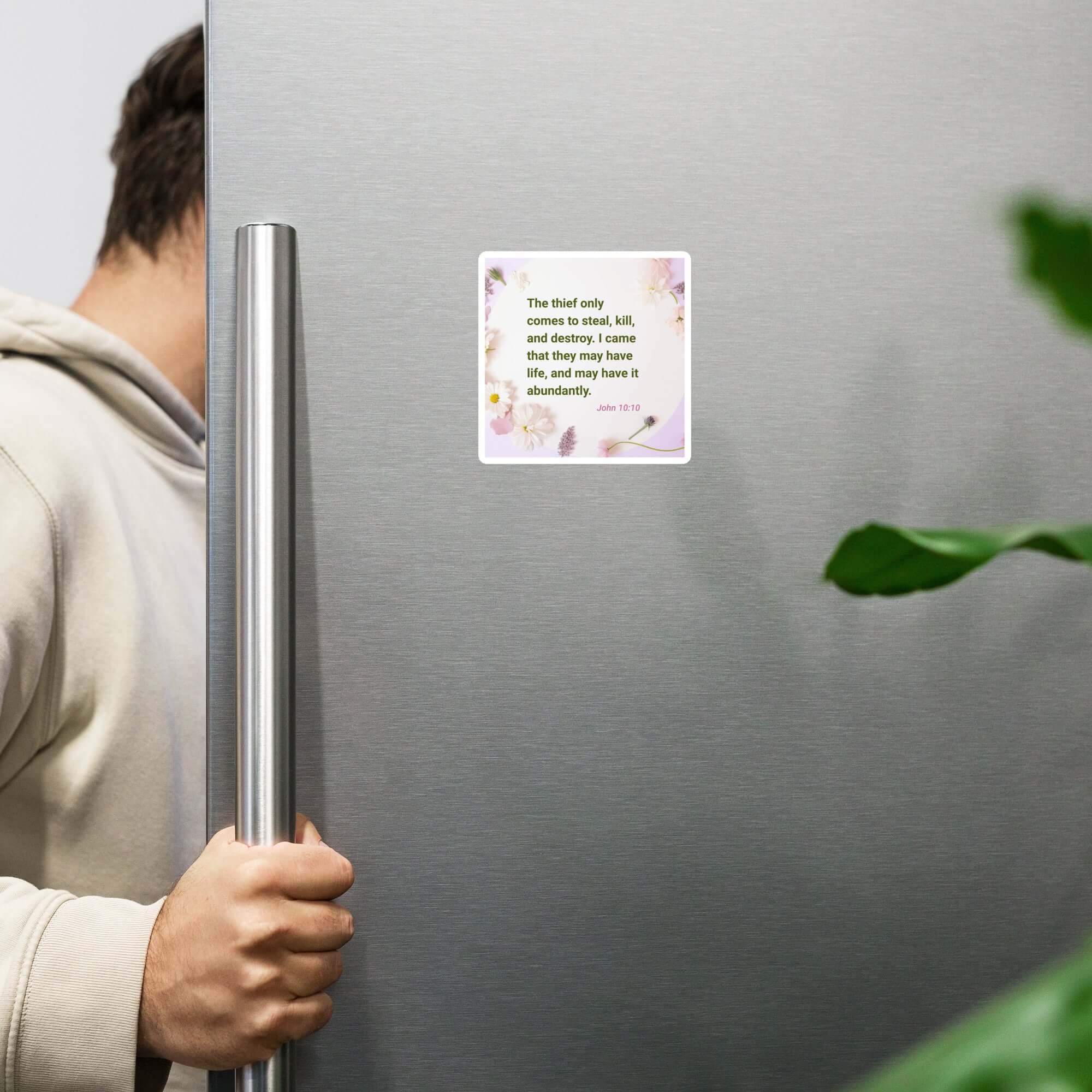 John 10:10 Bible Verse, Abundant Life Die-Cut Magnet Home Decor 4″×4″