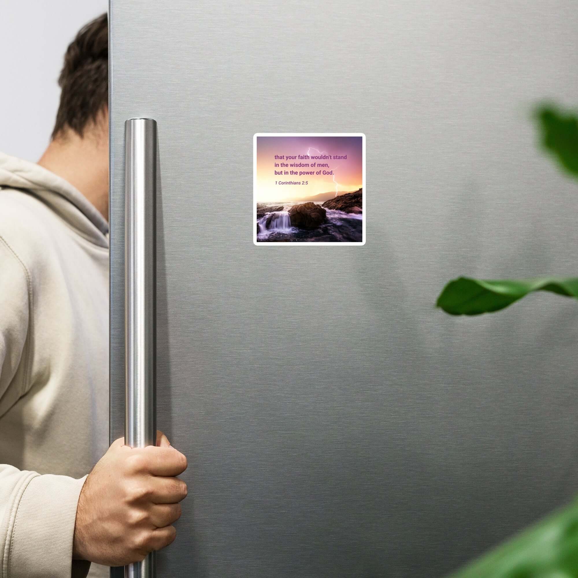 1 Corinthians 2:5 Bible Verse, power of God Die-Cut Magnet Home Decor 4″×4″