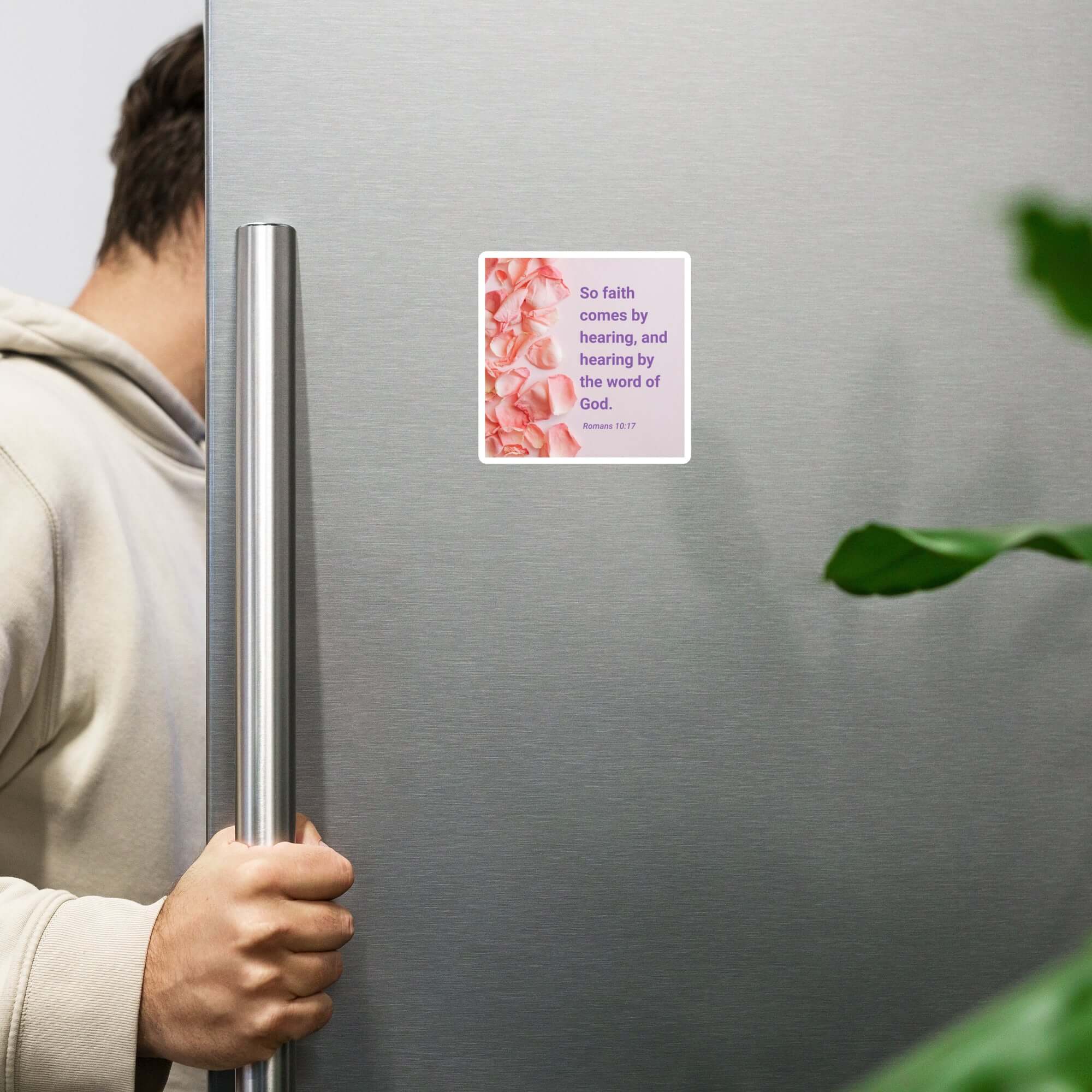 Romans 10:17 Bible Verse, faith comes by Die-Cut Magnet Home Decor 4″×4″