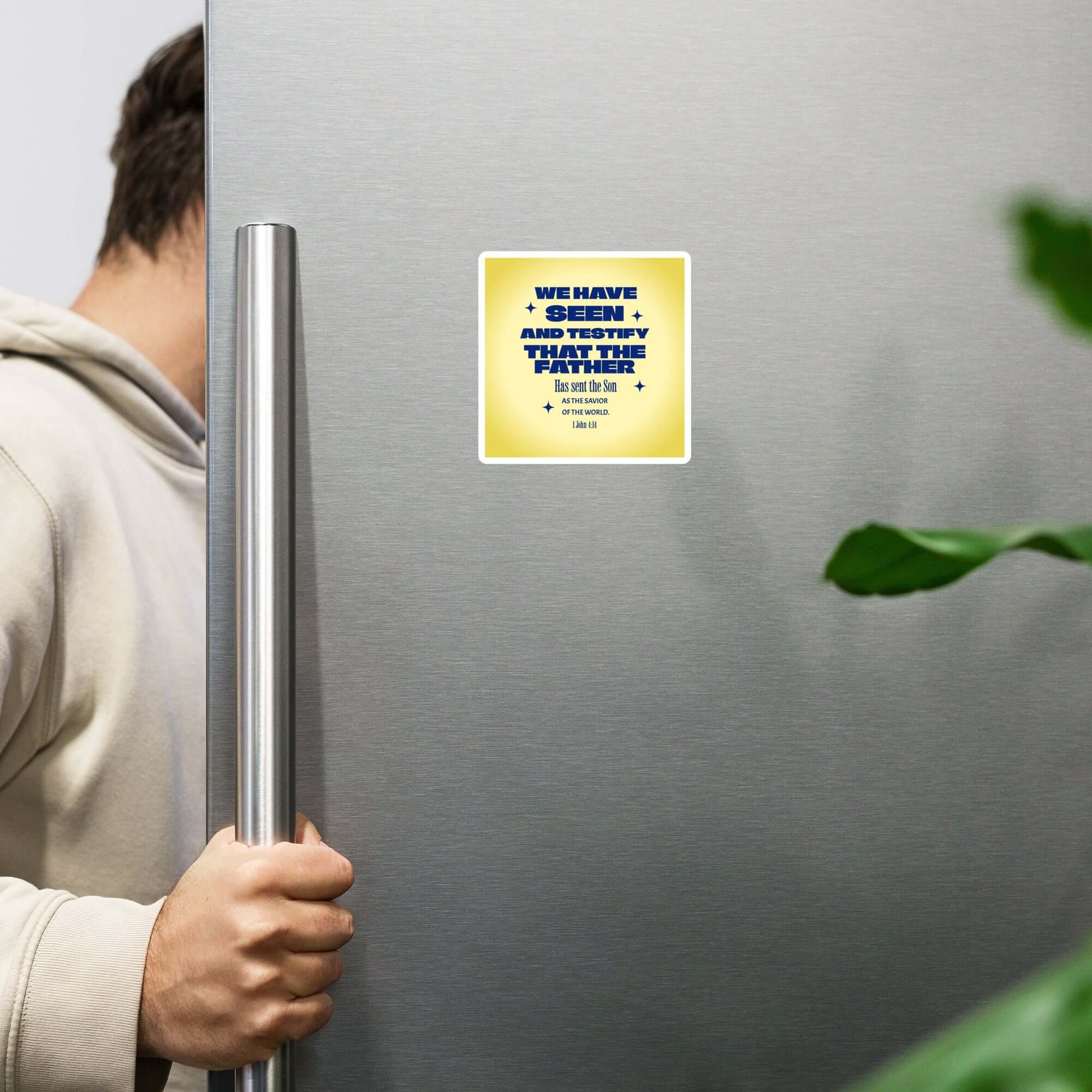 1 John 4:14 Bible Verse, Savior of the world Die-Cut Magnet Home Decor 4″×4″