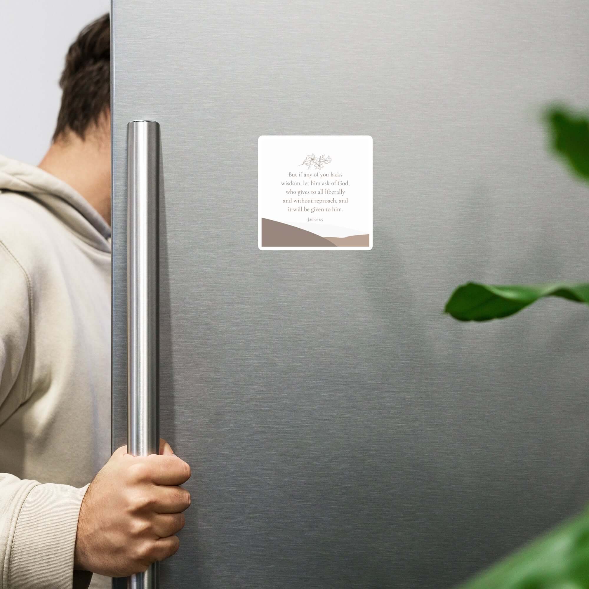 James 1:5 Bible Verse, ask of God Die-Cut Magnet Home Decor 4″×4″