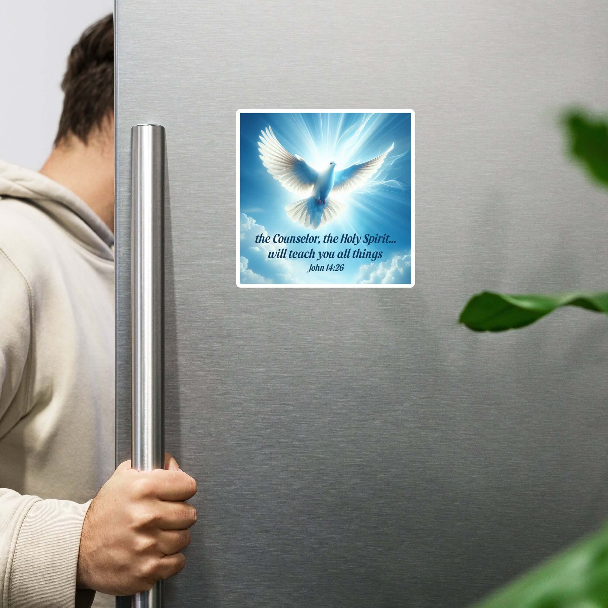John 14:26 Bible Verse, Holy Spirit Dove Die-Cut Magnet Home Decor 6″×6″