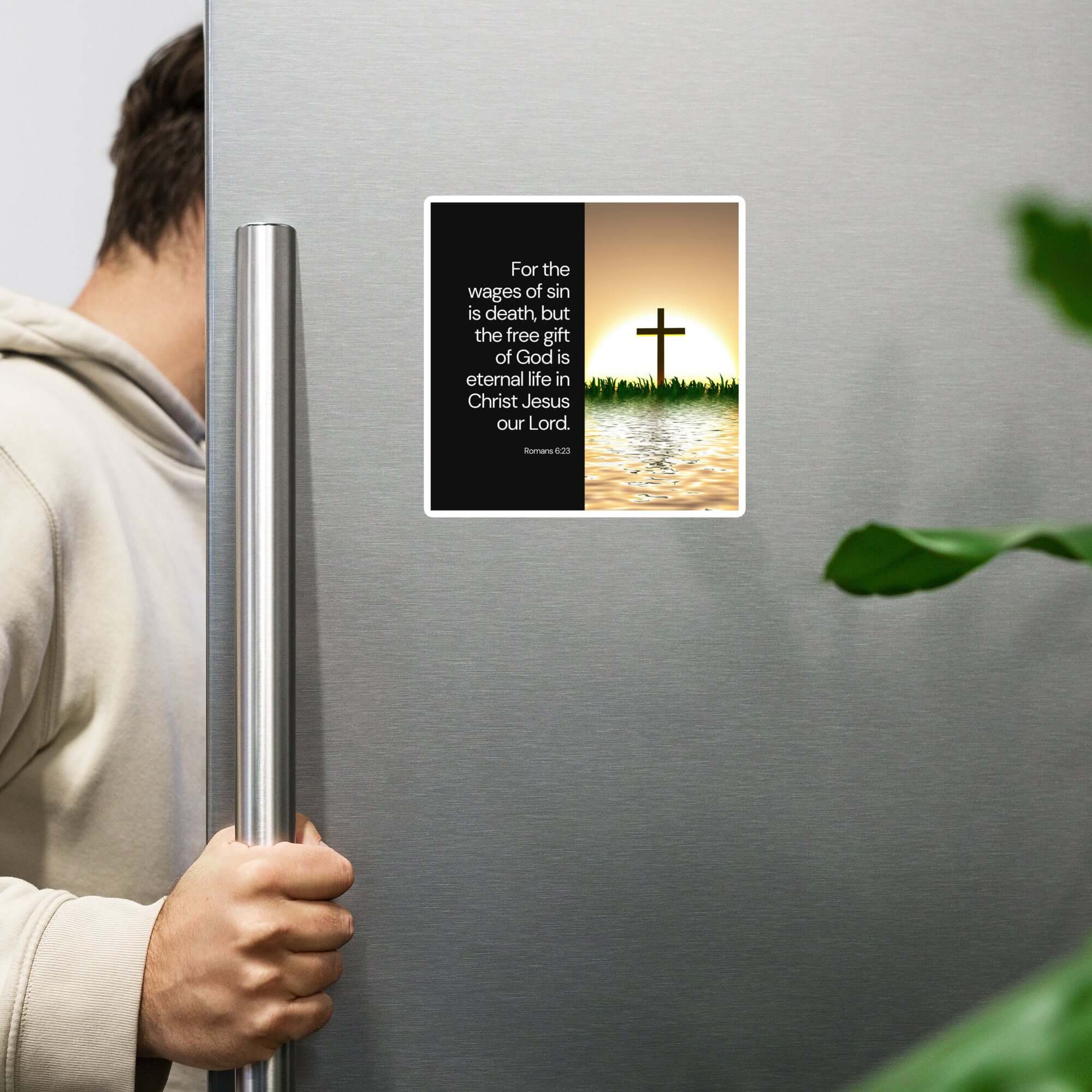 Romans 6:23 Bible Verse, the wages Die-Cut Magnet Home Decor 6″×6″