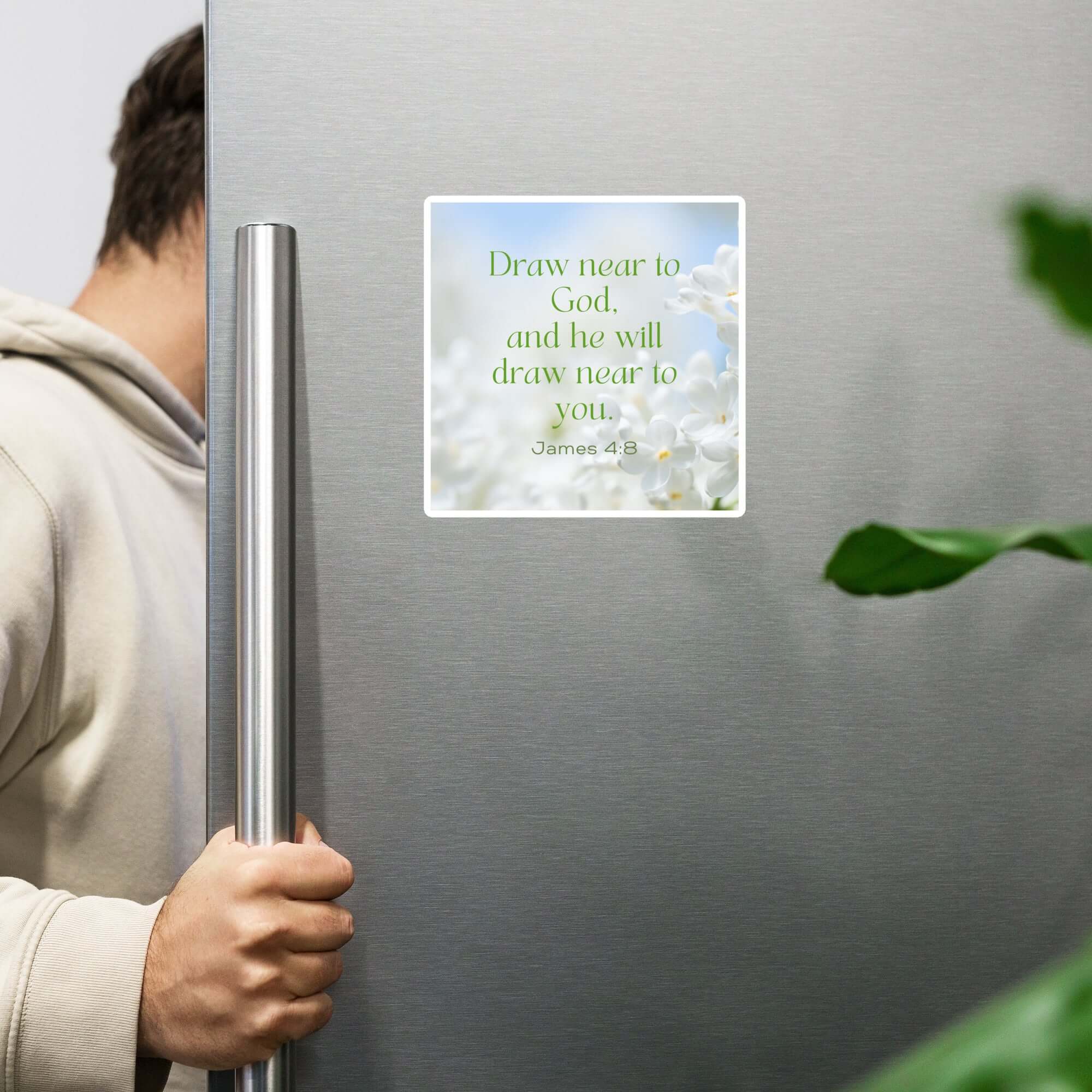 James 4:8 Bible Verse, Draw near Die-Cut Magnet Home Decor 6″×6″