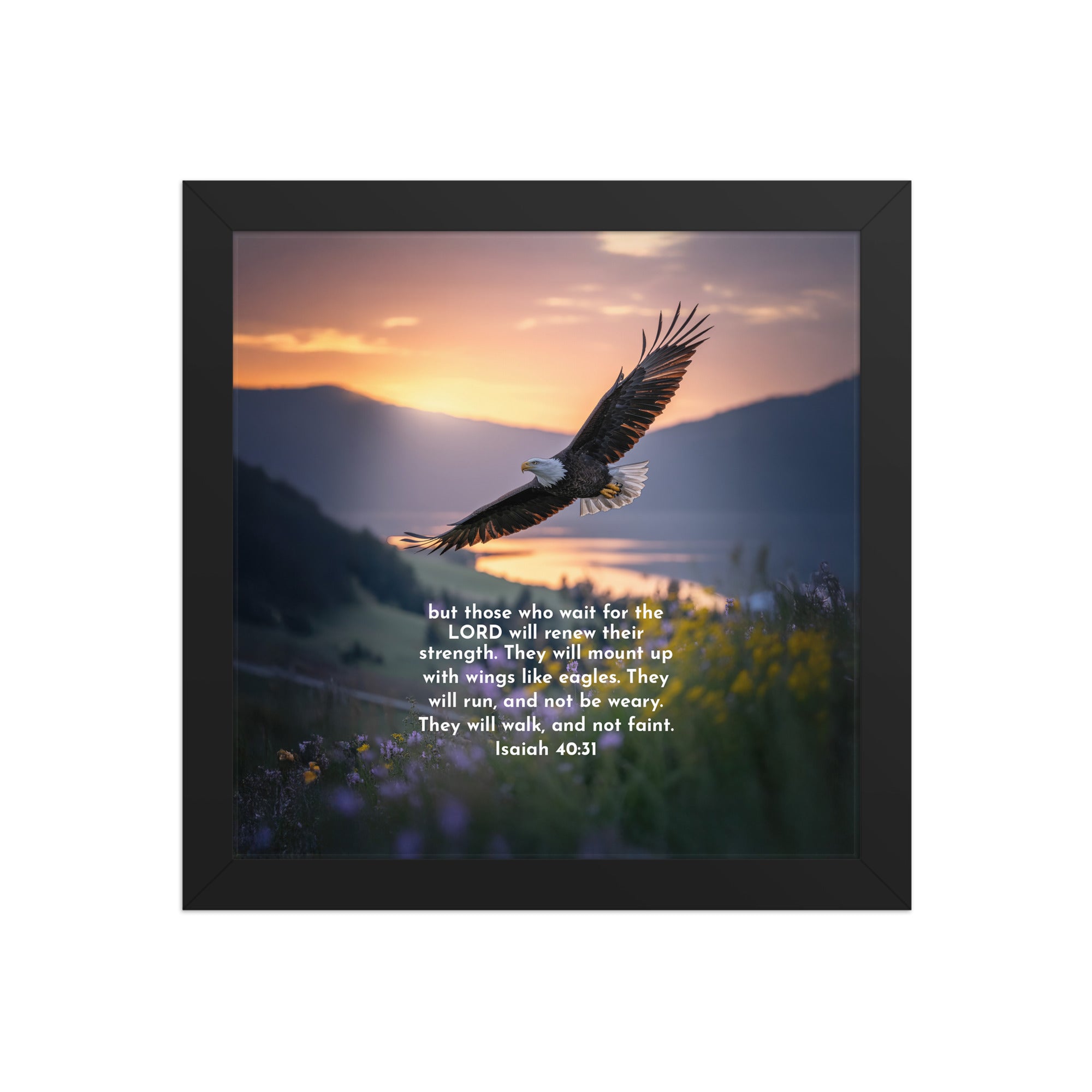 Isaiah 40:31 Bible Verse Renew Strength Enhanced Matte Paper Framed Poster Black 10″×10″