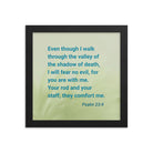 Psalm 23:4 Bible Verse, fear no evil Enhanced Matte Paper Framed Poster Wall Art Black 10″×10″