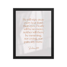 Revelation 21:4 Bible Verse, He will wipe Enhanced Matte Paper Framed Poster Wall Art Black 11″×14″