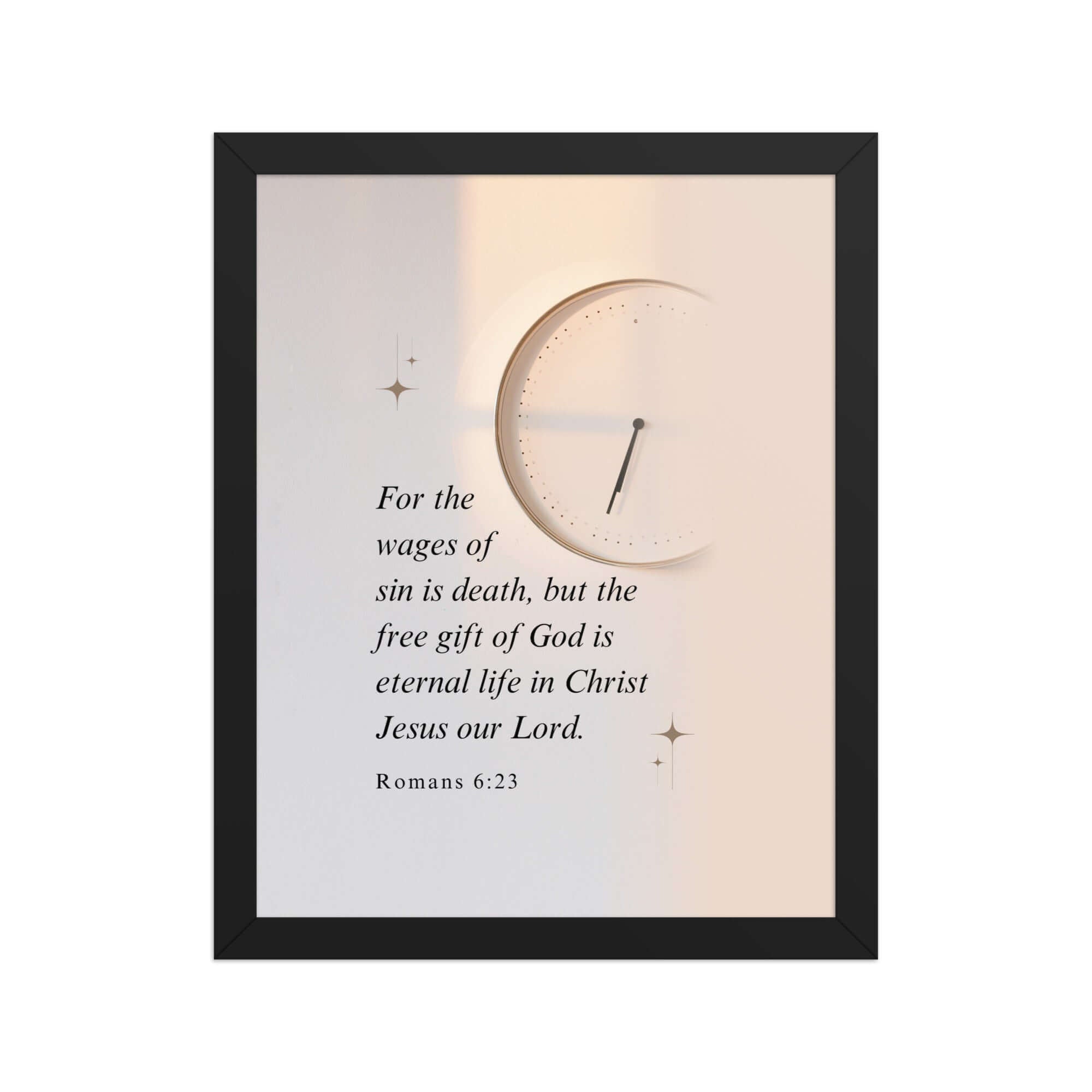 Romans 6:23 Bible Verse, our Lord Enhanced Matte Paper Framed Poster Wall Art Black 11″×14″