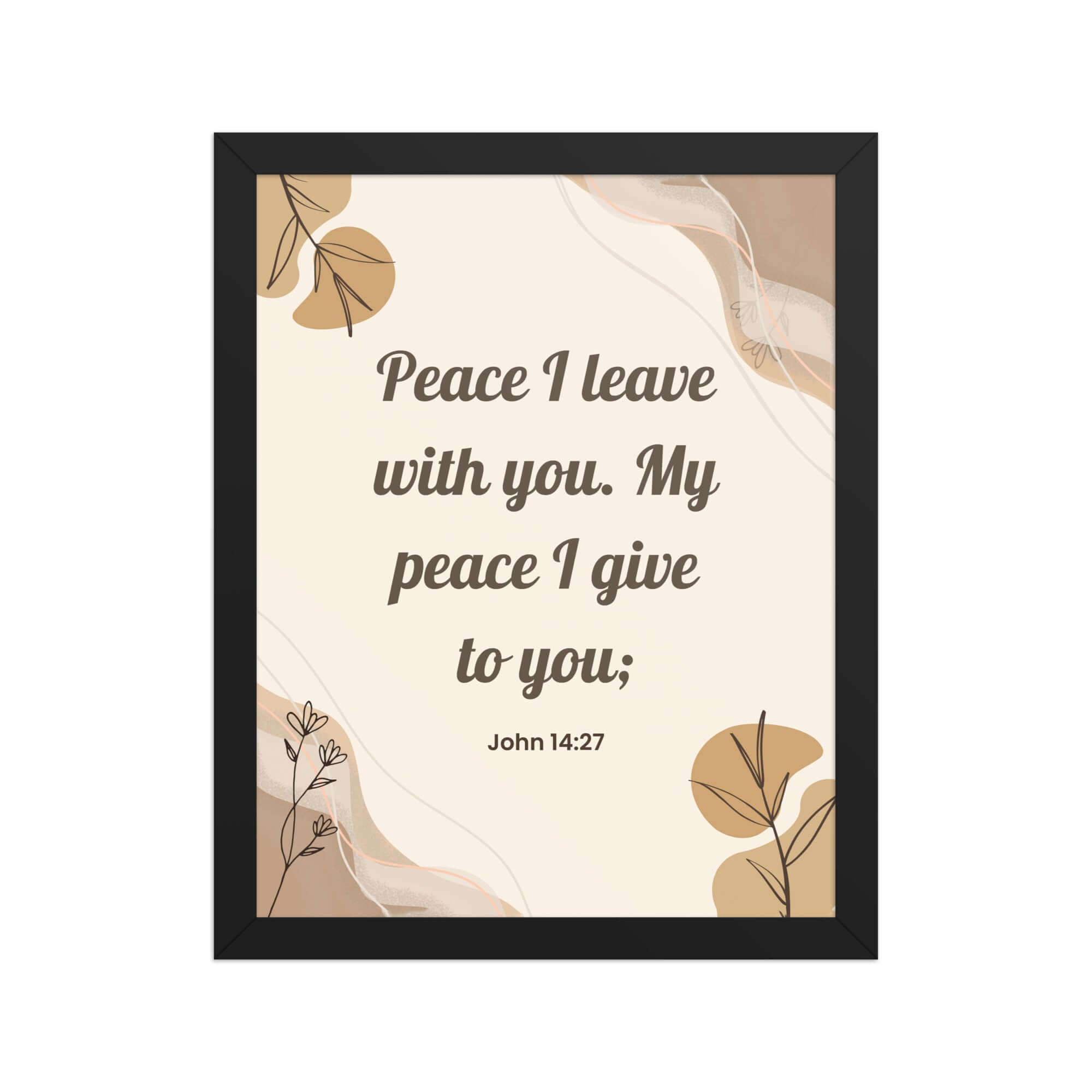 John 14:27 Bible Verse, Peace I Enhanced Matte Paper Framed Poster Wall Art Black 11″×14″