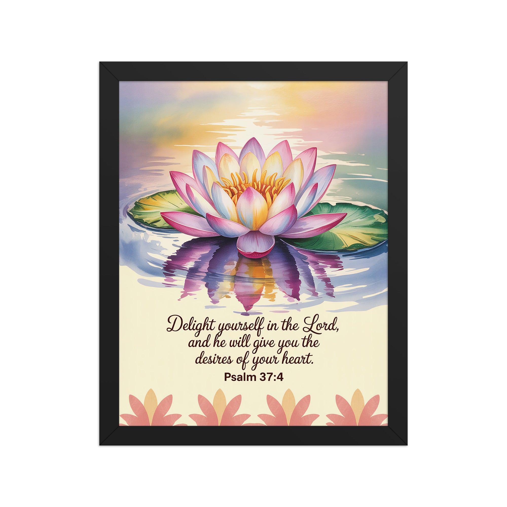 Psalm 37:4 Bible Verse, the Lord Enhanced Matte Paper Framed Poster Black 11″×14″