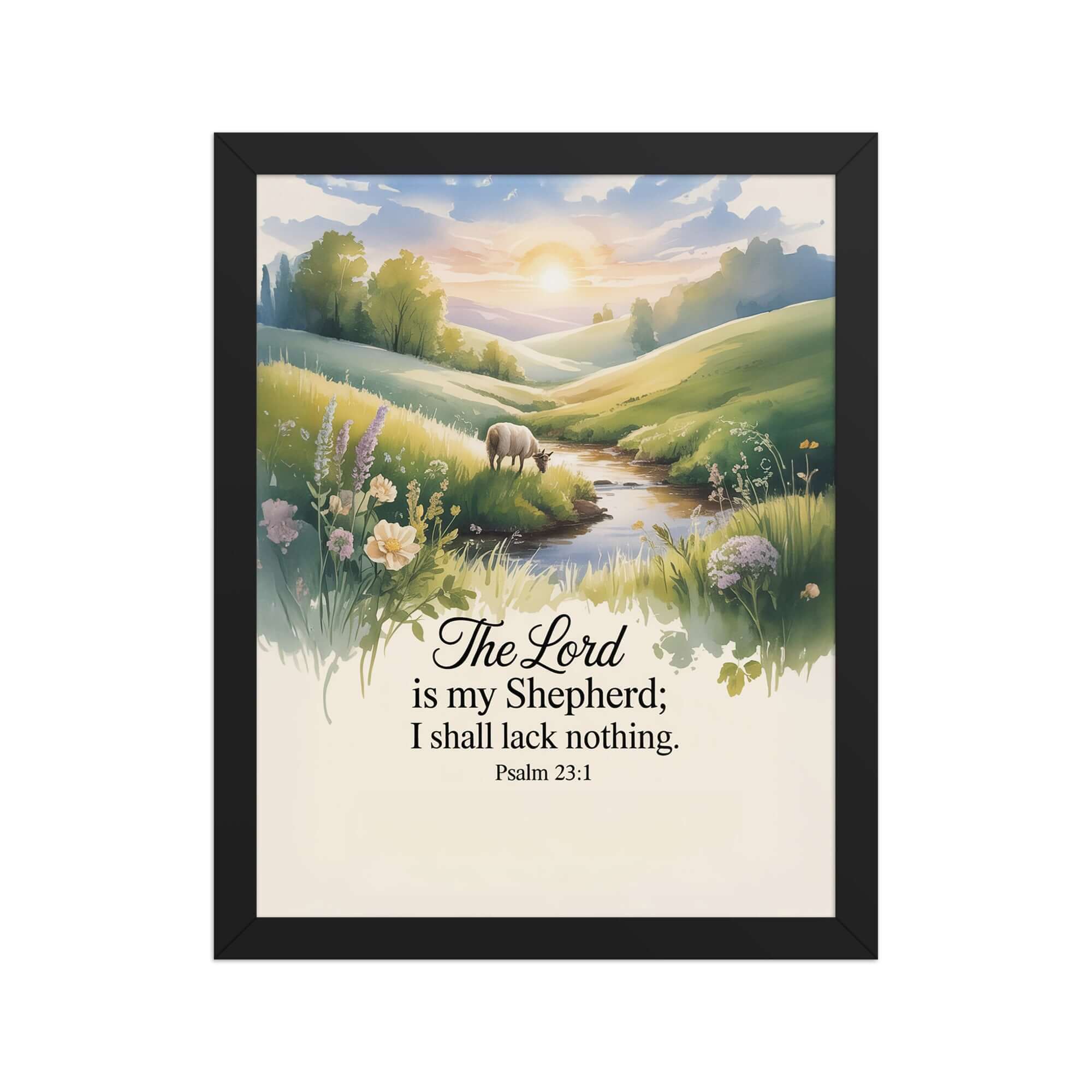 Psalm 23:1 Bible Verse, Lord Enhanced Matte Paper Framed Poster Black 11″×14″