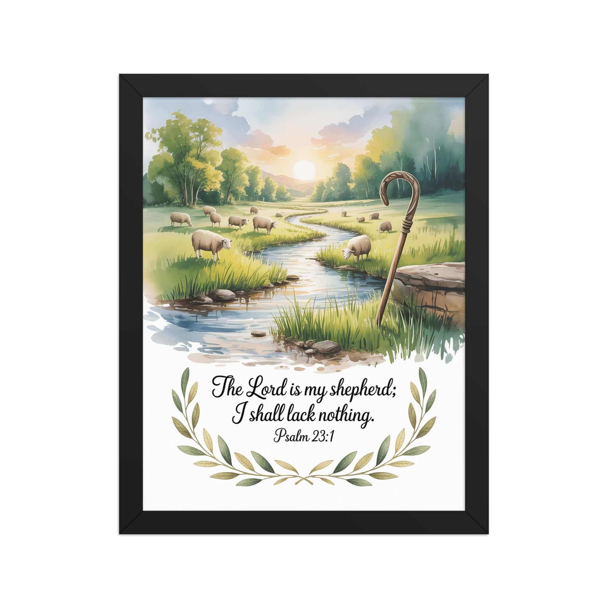 Psalm 23:1 Bible Verse, is my Enhanced Matte Paper Framed Poster Black 11″×14″