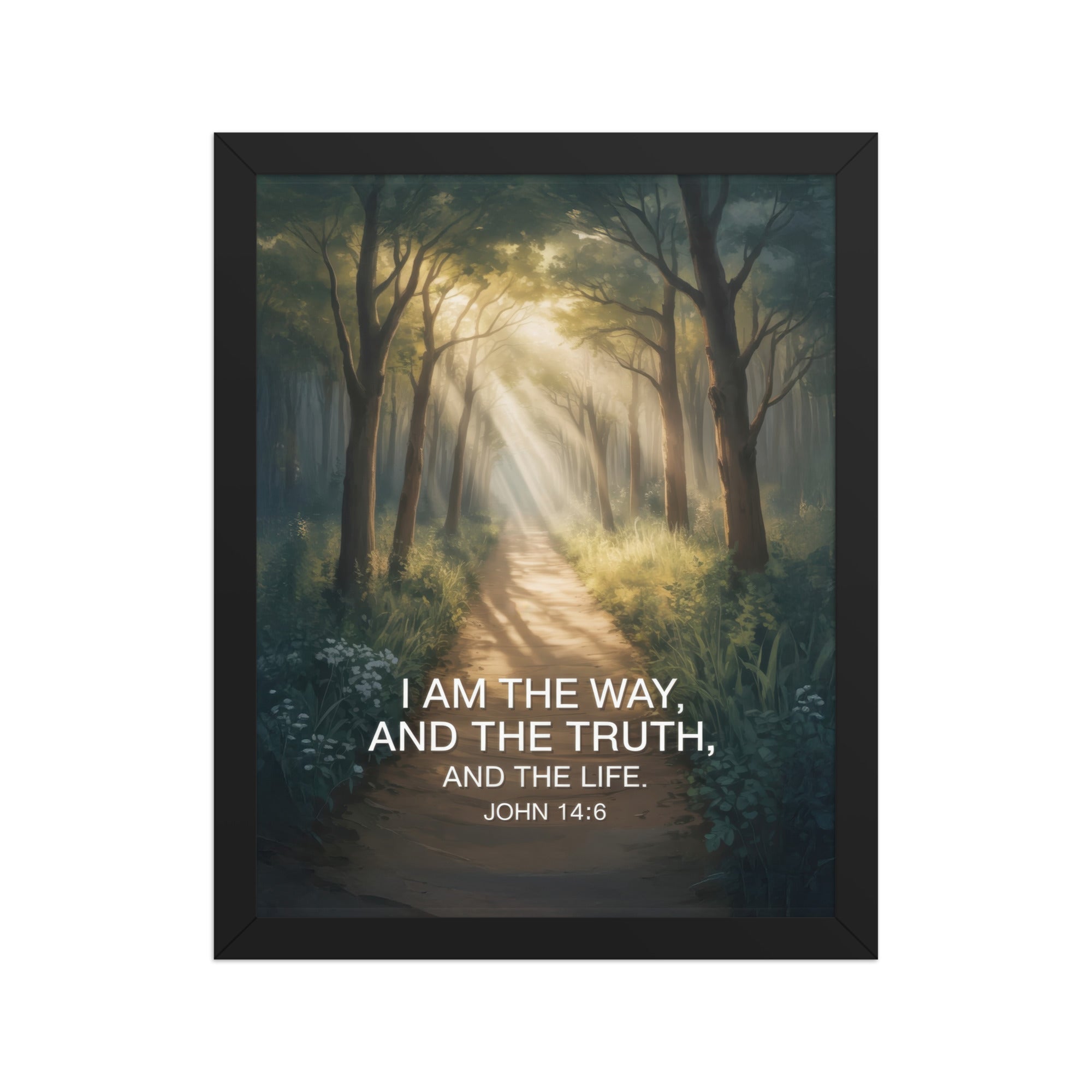 John 14:6 Bible Verse I Am Enhanced Matte Paper Framed Poster Black 11″×14″