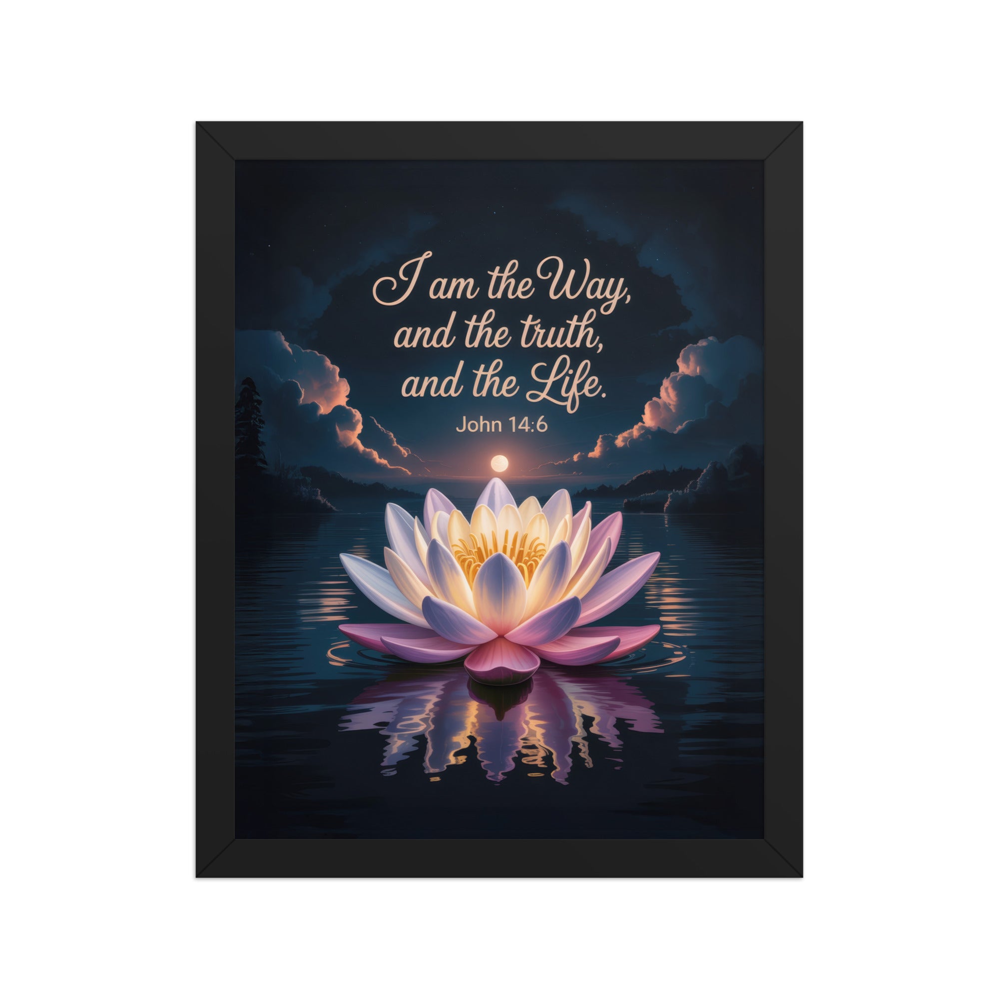 John 14:6 Bible Verse The Way Enhanced Matte Paper Framed Poster Black 11″×14″
