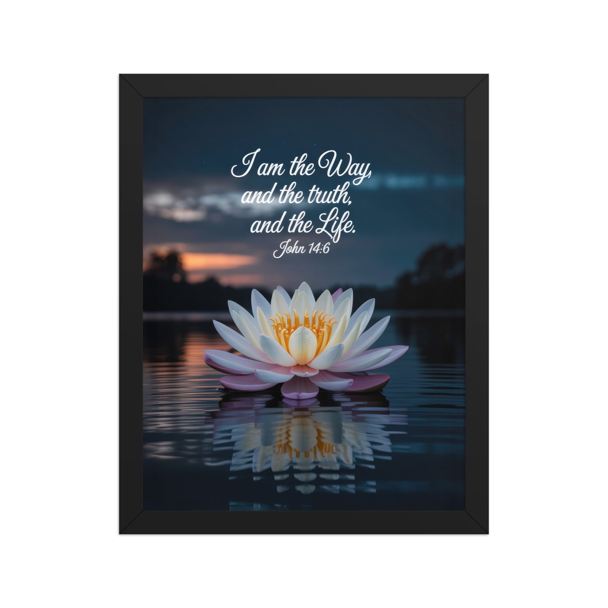 John 14:6 Bible Verse The Father Enhanced Matte Paper Framed Poster Black 11″×14″
