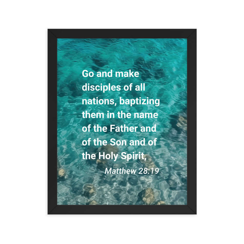 Matthew 28:19 Bible Verse, Make Disciples Enhanced Matte Paper Framed Poster Wall Art Black 11″×14″