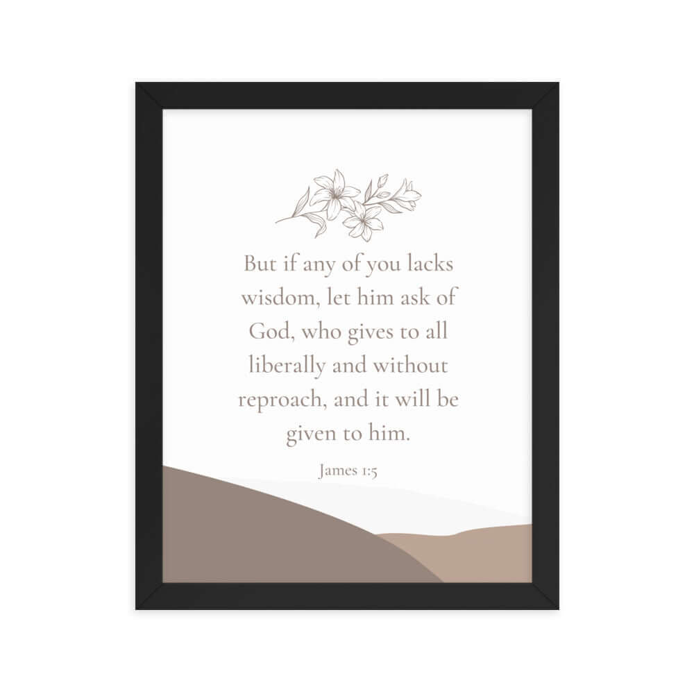 James 1:5 Bible Verse, ask of God Enhanced Matte Paper Framed Poster Wall Art Black 11″×14″