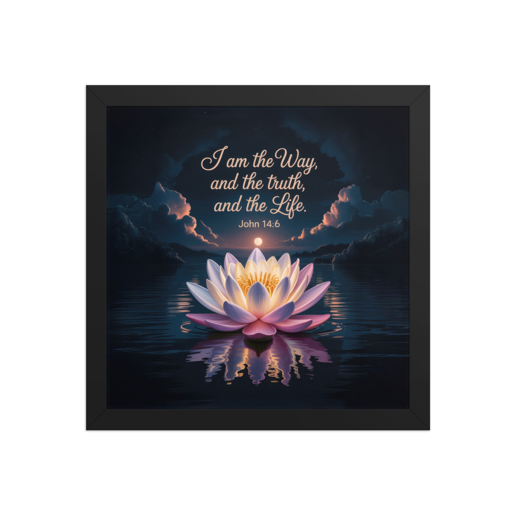 John 14:6 Bible Verse The Way Enhanced Matte Paper Framed Poster Black 12″×12″