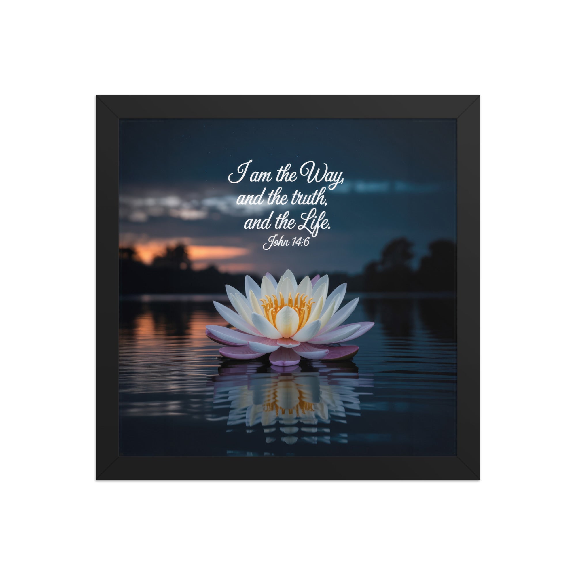 John 14:6 Bible Verse The Father Enhanced Matte Paper Framed Poster Black 12″×12″