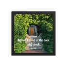 Revelation 3:20 Bible Verse, Garden Doorway Enhanced Matte Paper Framed Poster Wall Art Black 12″×12″